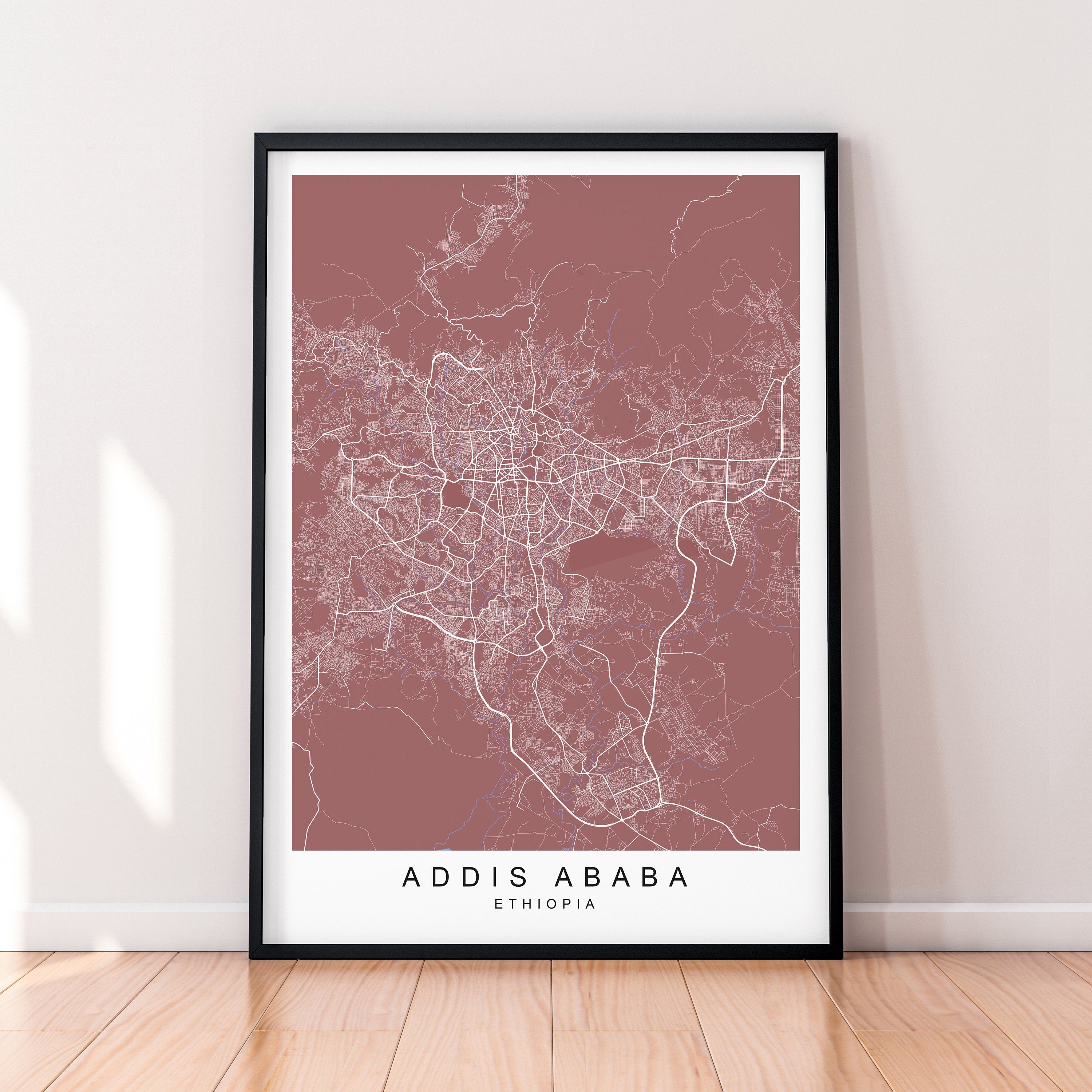 Addis Ababa Map Print Ethiopia Minimalist Addis Ababa City Area Map Poster Wall Decor