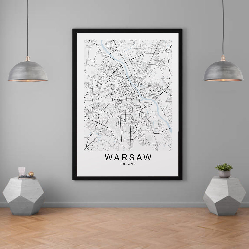 Warsaw City Map Print Minimalist Home Map Poster Wall Décor