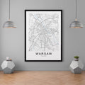 Warsaw City Map Print Minimalist Home Map Poster Wall Décor