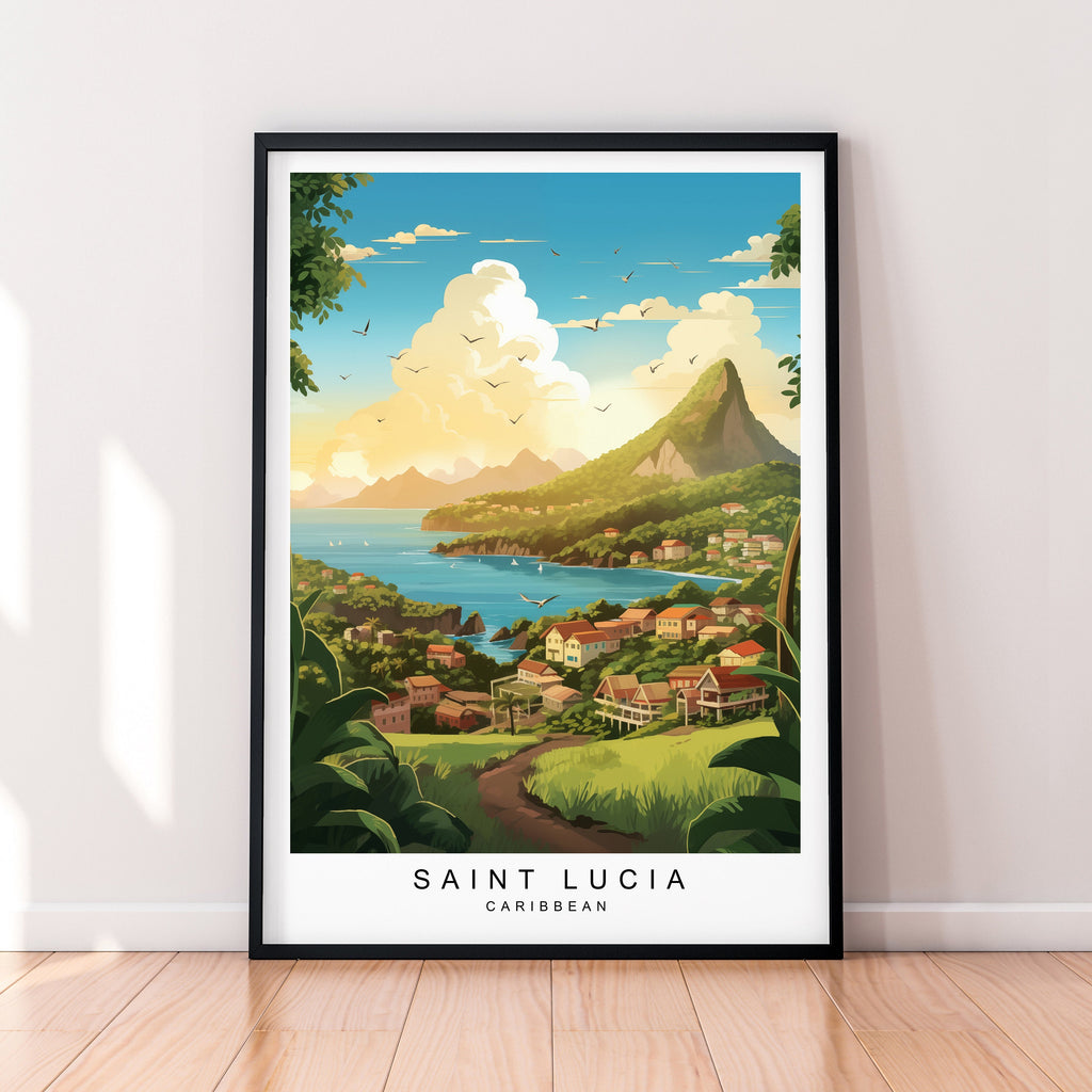 Saint Lucia Illustration Print Saint Lucia Poster Gift Unframed Print