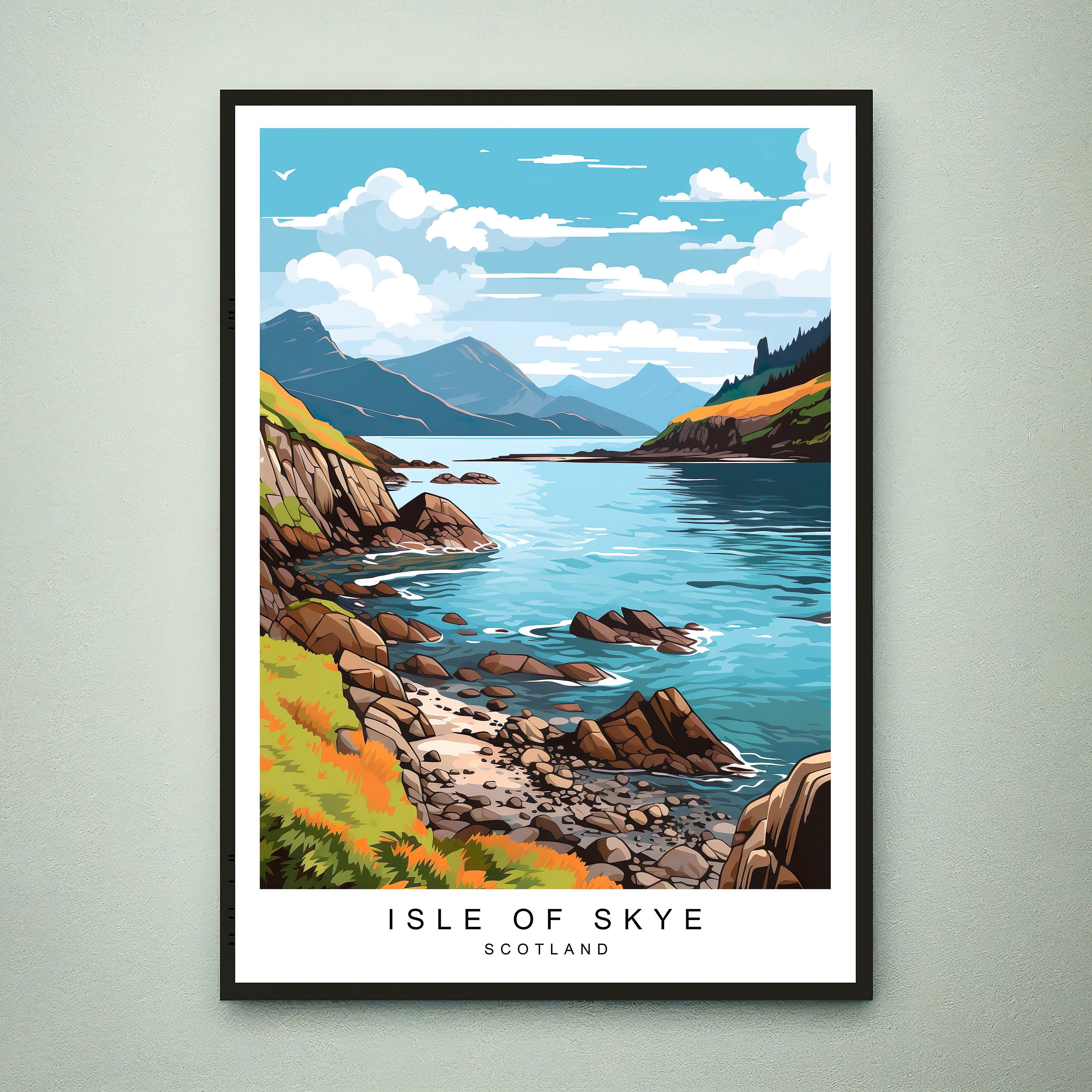 The Isle of Skye Illustration Print Skye Island Lake Mountains Poster Gift Unframed Print