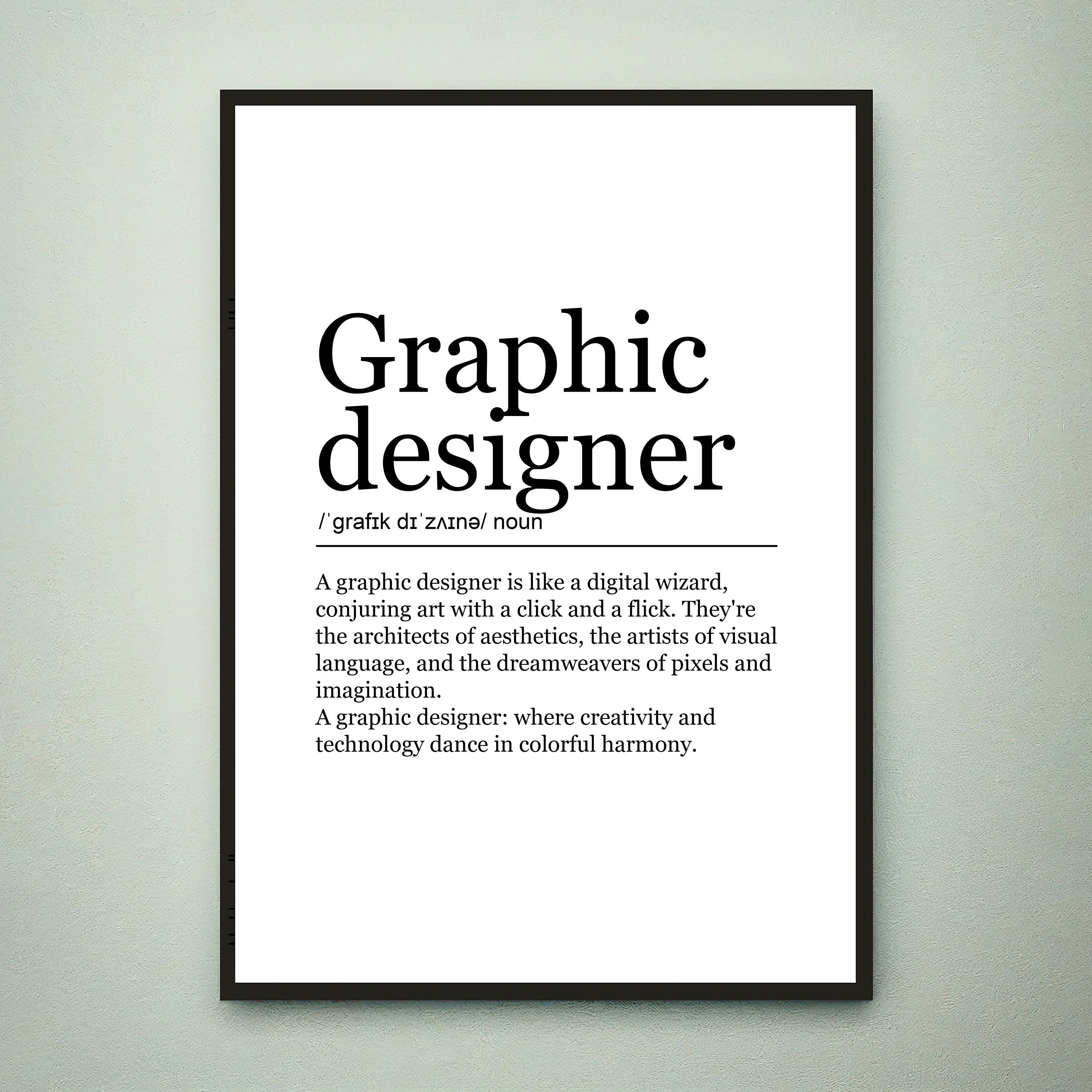 Graphic Designer Fun Print Definition Poster Wall Art Graphic Designer Meaning Minimalist Gift Print