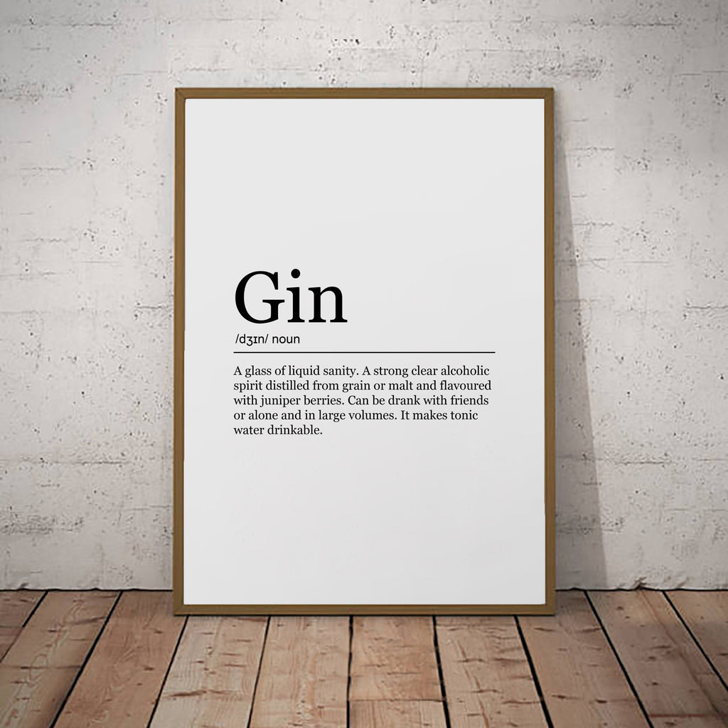 Gin Print Fun Definition Poster Wall Art Minimalist Print