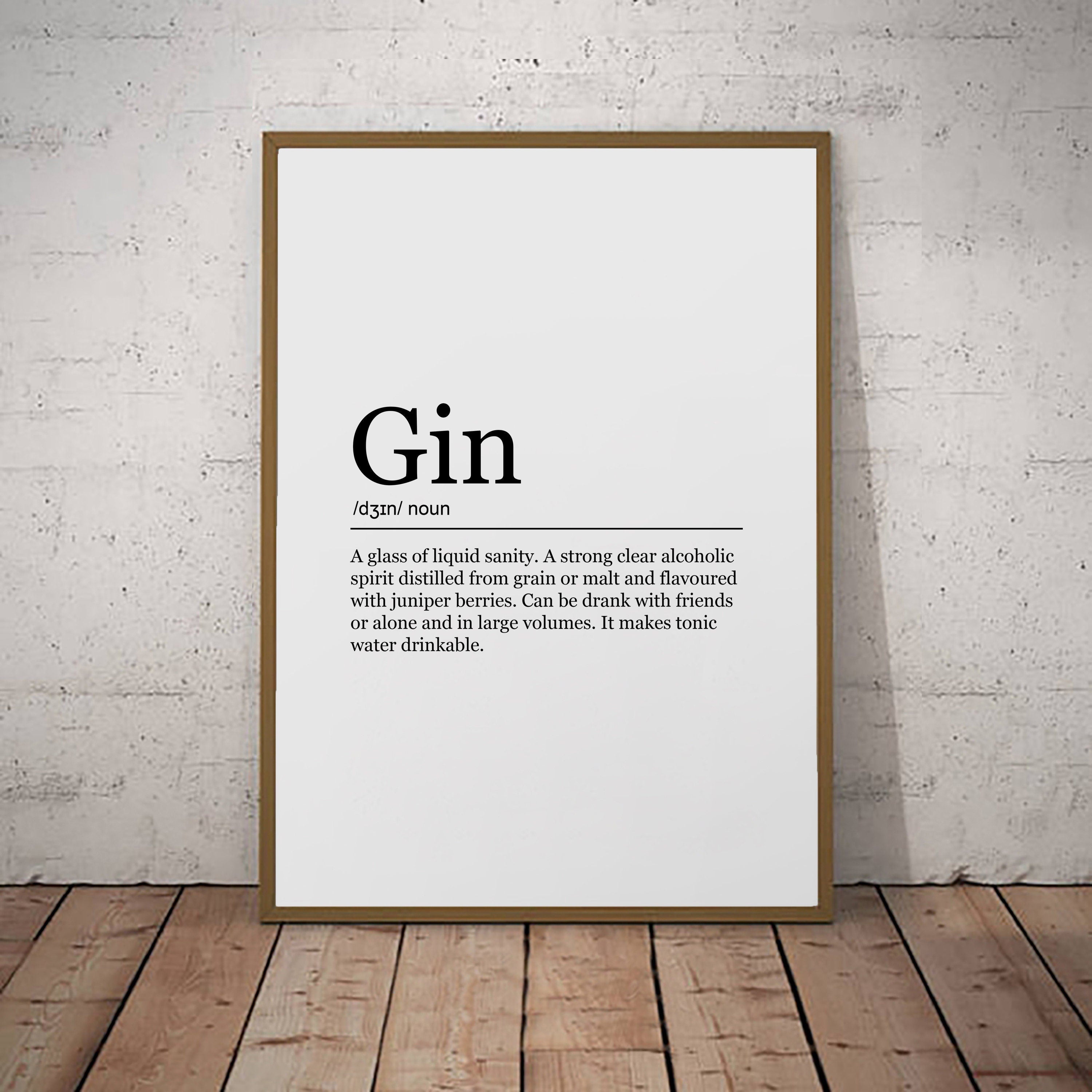 Gin Print Fun Definition Poster Wall Art Minimalist Print