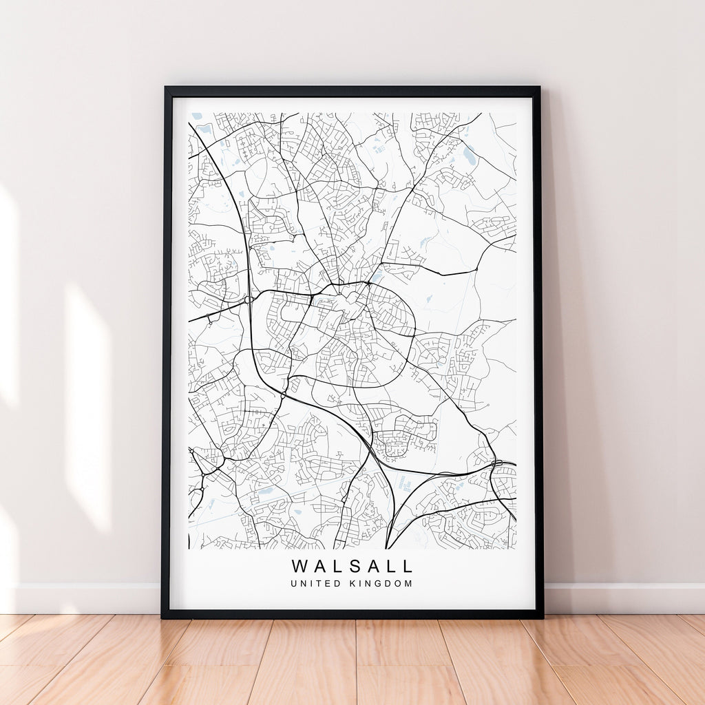 Walsall City England Map Print Poster Minimalist Home Decor Walsall England UK Map Poster Wall Art Decor