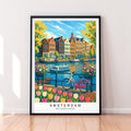 Amsterdam Illustration Print Amsterdam City Canal Poster Gift Unframed Print