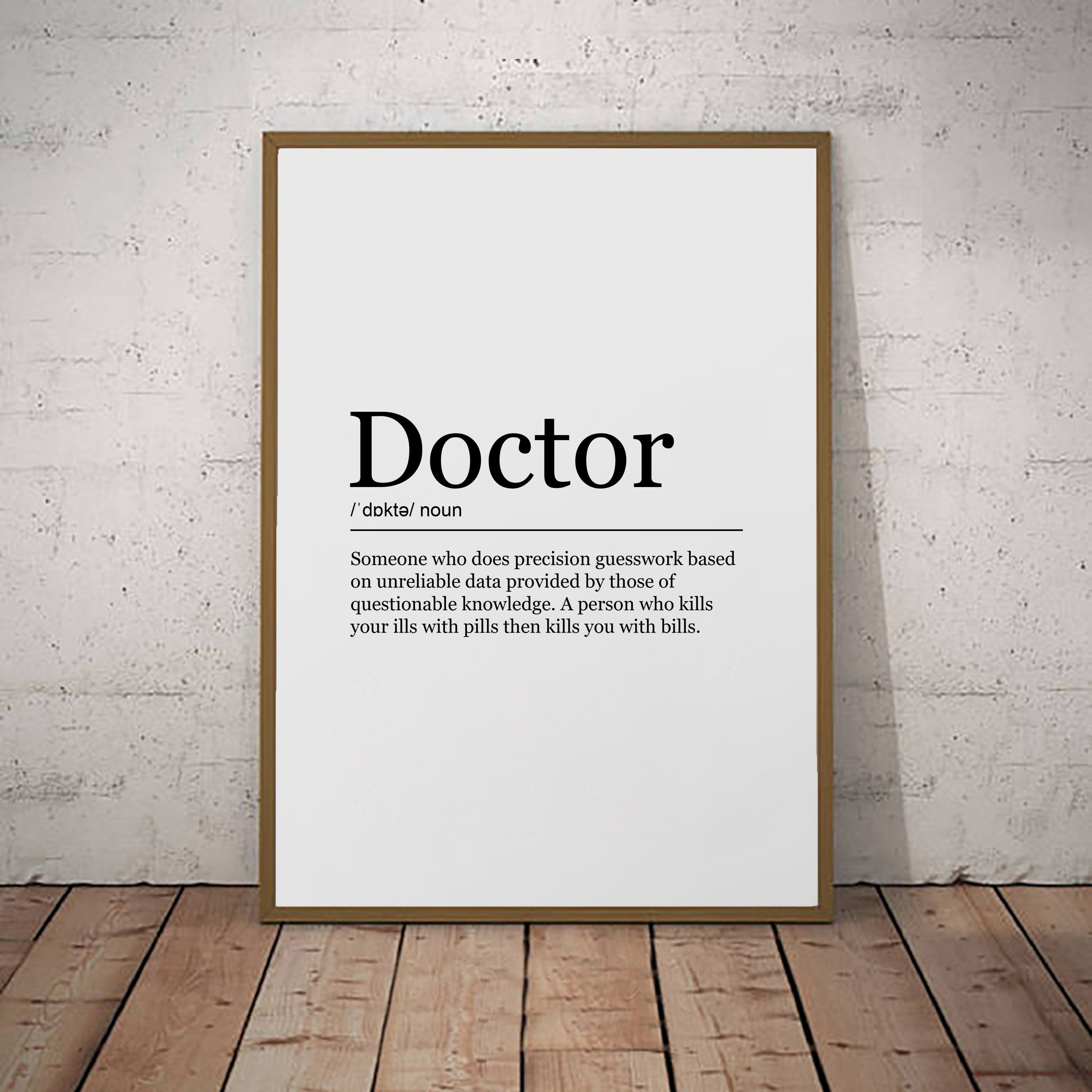 Doctor Print Definition Poster Wall Art Minimalist Gift Print