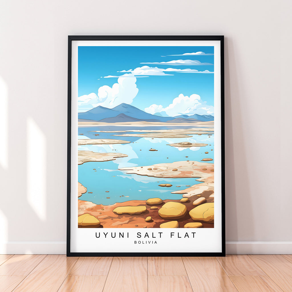 Uyuni Salt Flat Illustration Print Uyuni Salt Flat Bolivia Travel Poster Gift Unframed Print