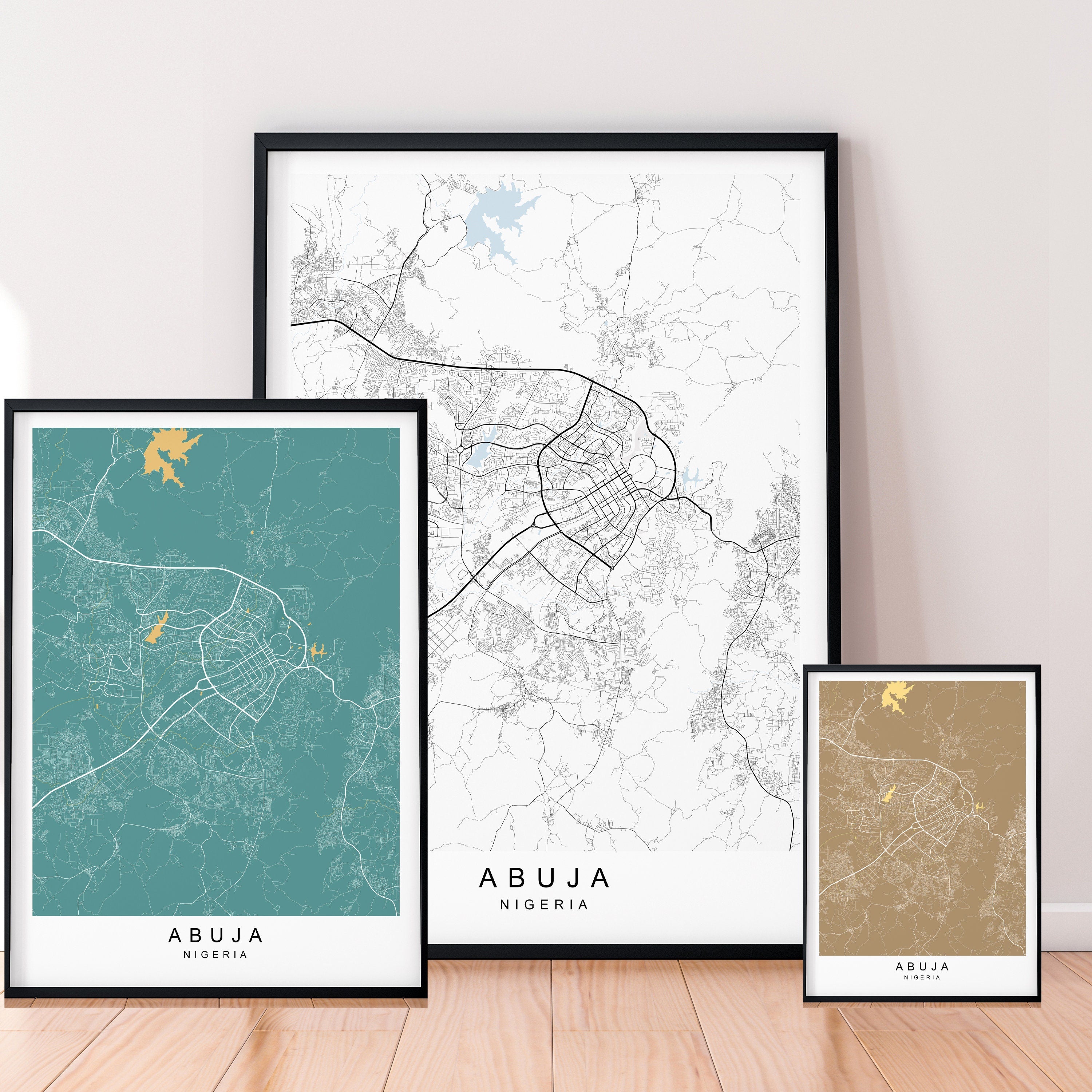 Abuja Map Nigeria Print Minimalist Abuja City Area Map Poster Wall Decor