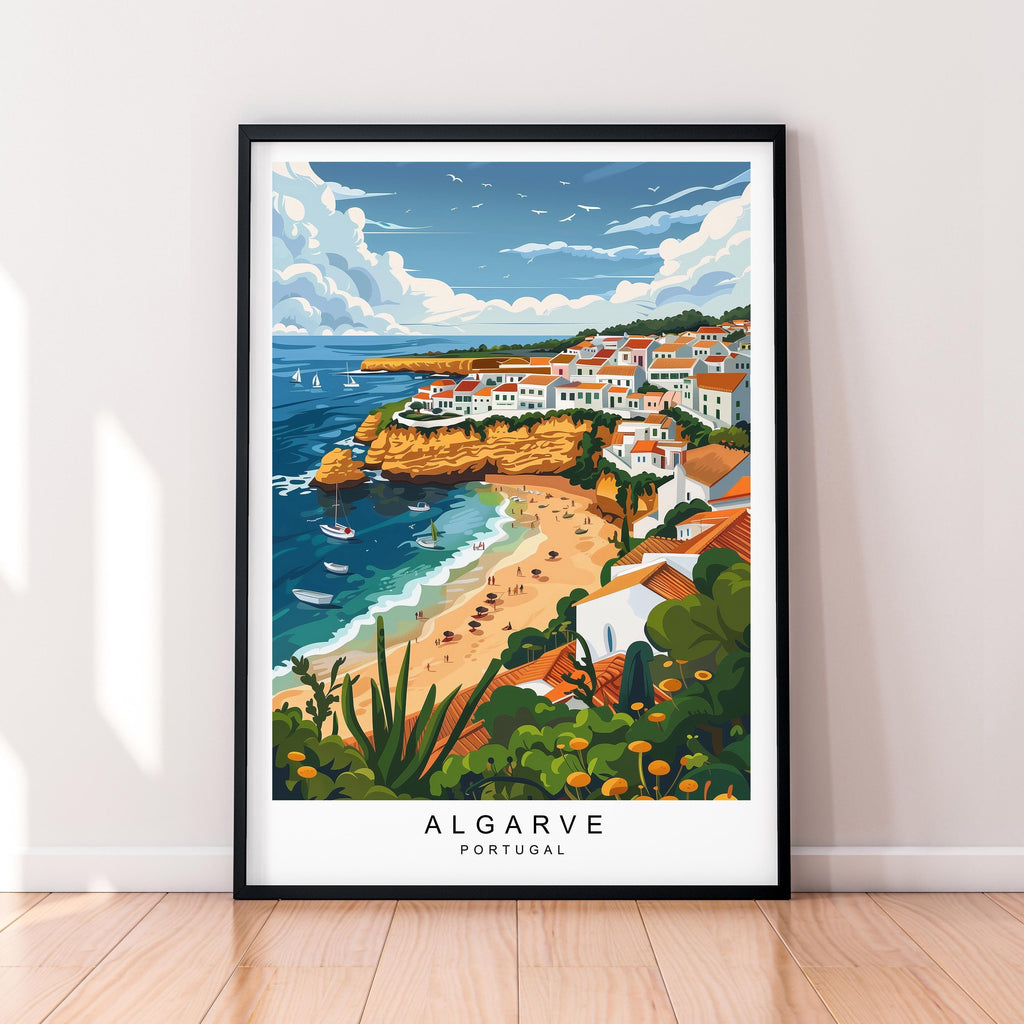 Algarve Coast Faro District Art Illustration Print Algarve Portugal Poster Gift Unframed Print
