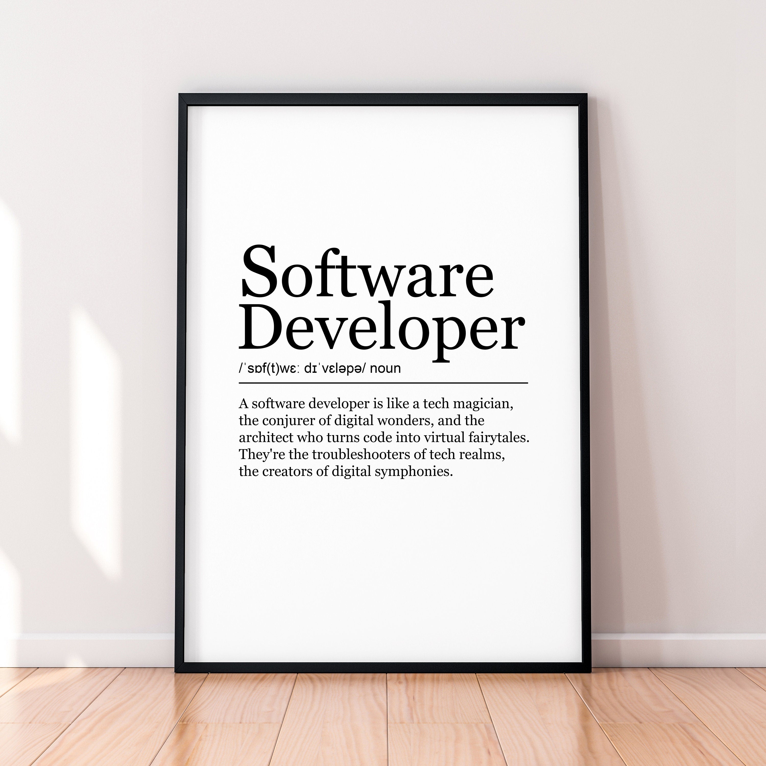 Software Developer Appreciation Fun Print Definition Poster Wall Art Software Developer Minimalist Gift Print