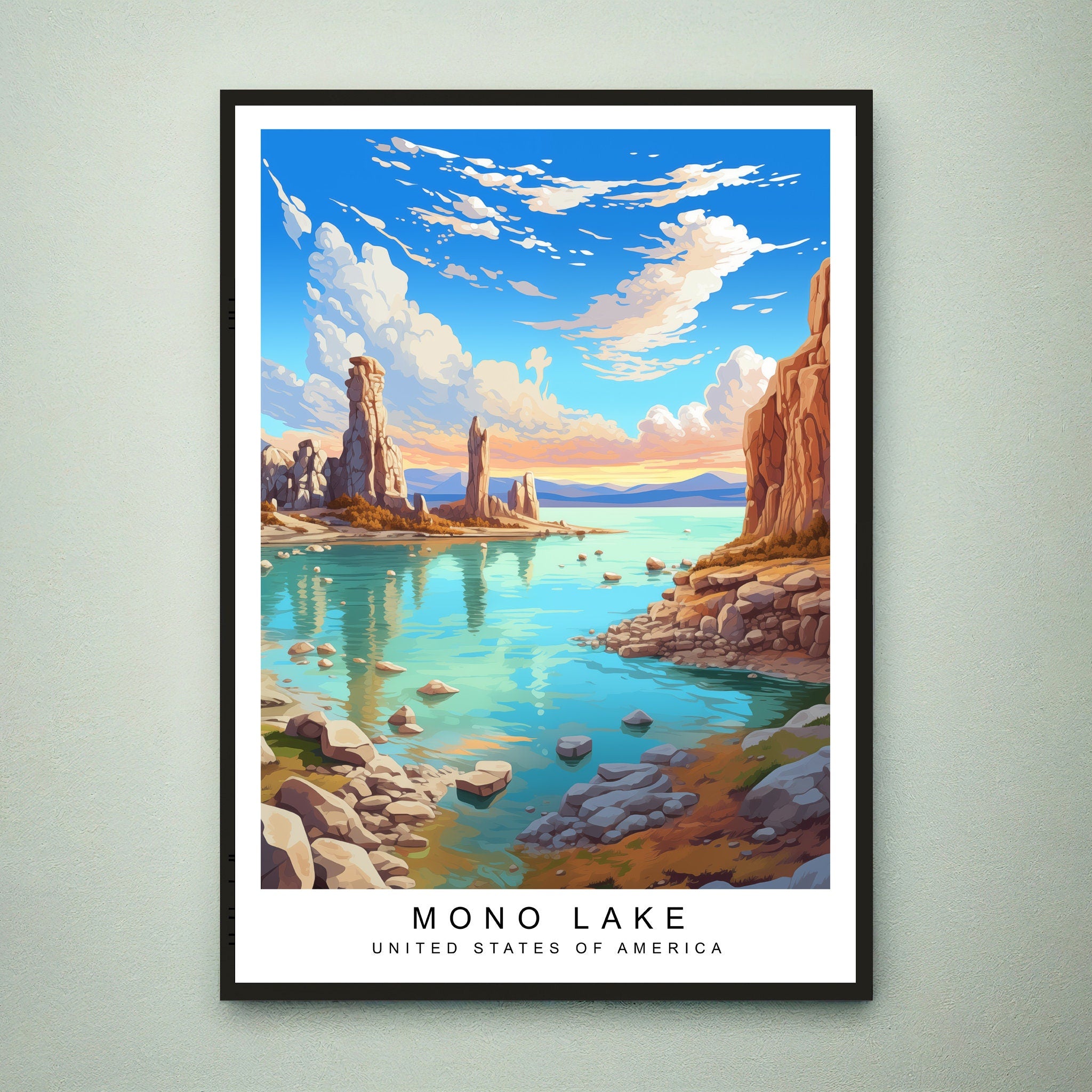 Mono Lake Illustration Print Mono Soda Lake California Poster Gift Unframed Print
