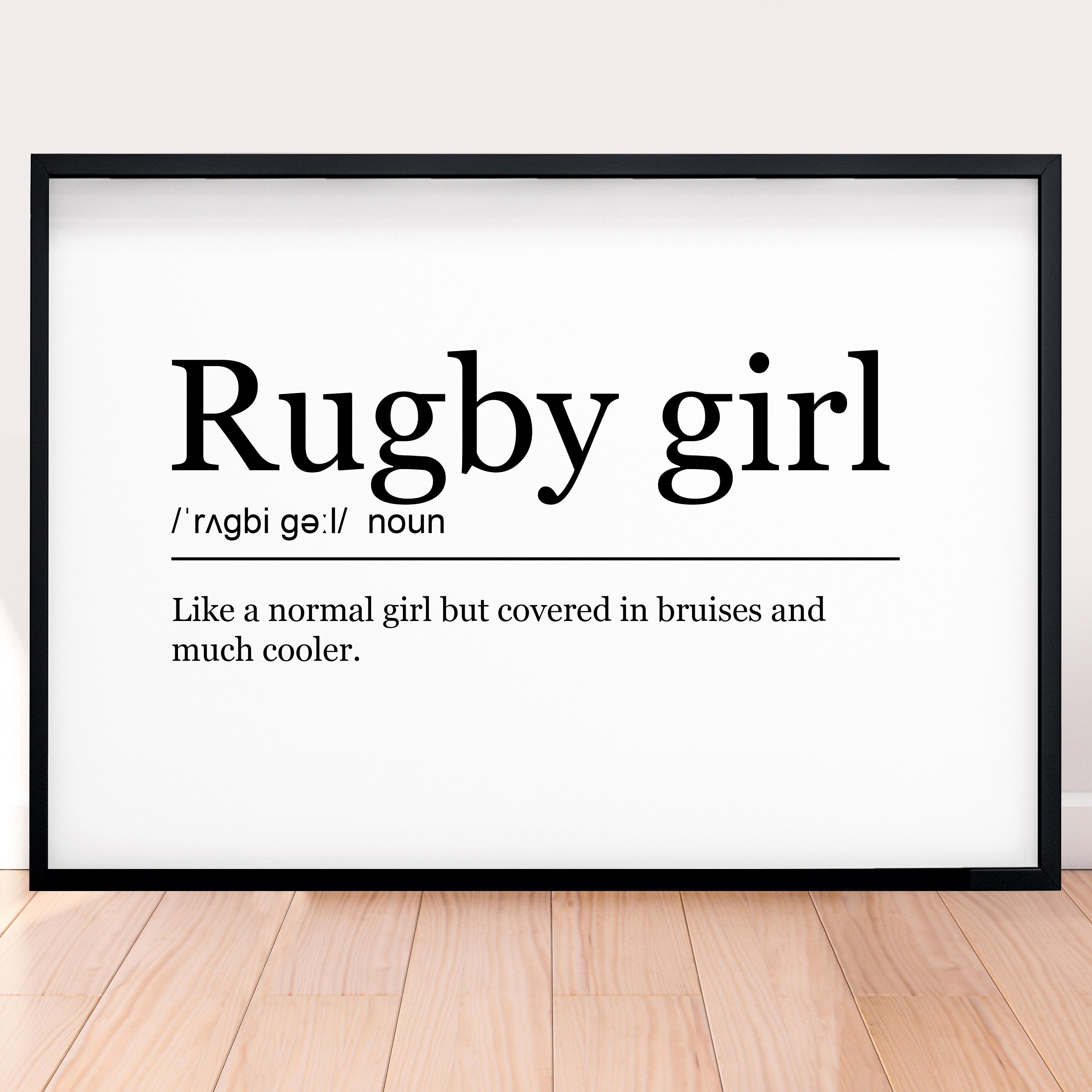 Rugby Girl Print Definition Poster Wall Art Minimalist Gift Present Horizontal Landscape Layout