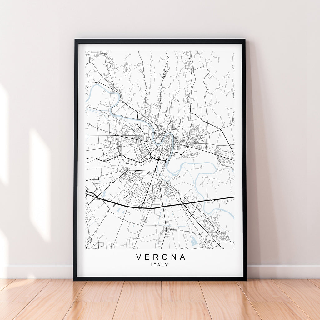 Verona Town Map Italy Print Poster Minimalist Home Verona Italia City Map Poster Wall Art Decor