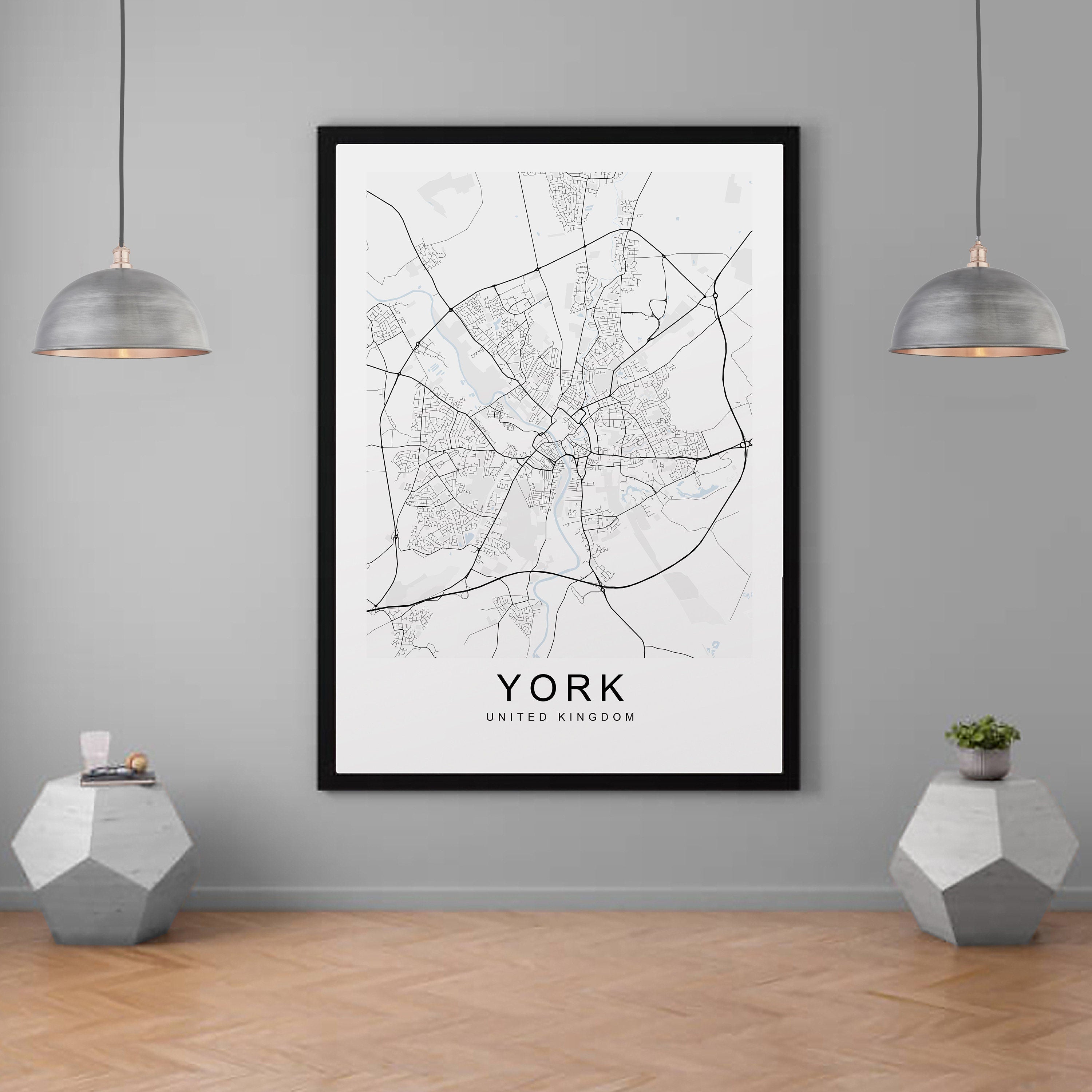 York England City Map Print Minimalist Home York England Map Poster Wall Decor
