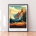 Yosemite California Illustration Print Yosemite California Travel Poster Gift Unframed Print