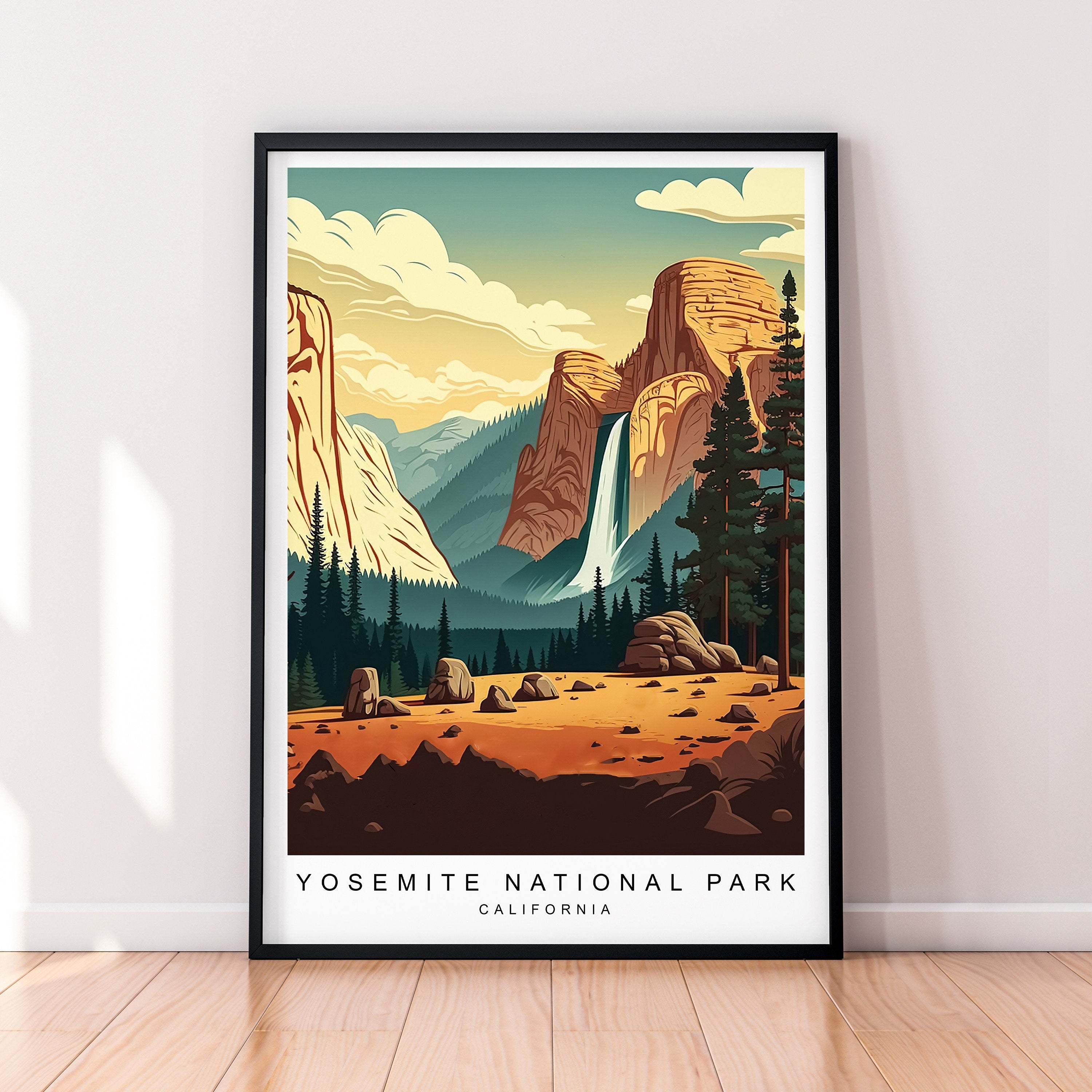 Yosemite California Illustration Print Yosemite California Travel Poster Gift Unframed Print