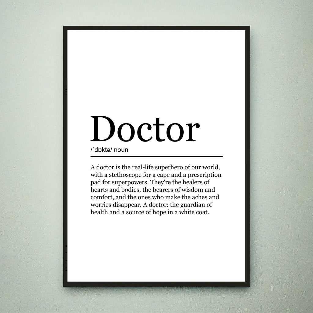 Doctor Funny Print Definition Poster Wall Art Doctor Minimalist Gift Print