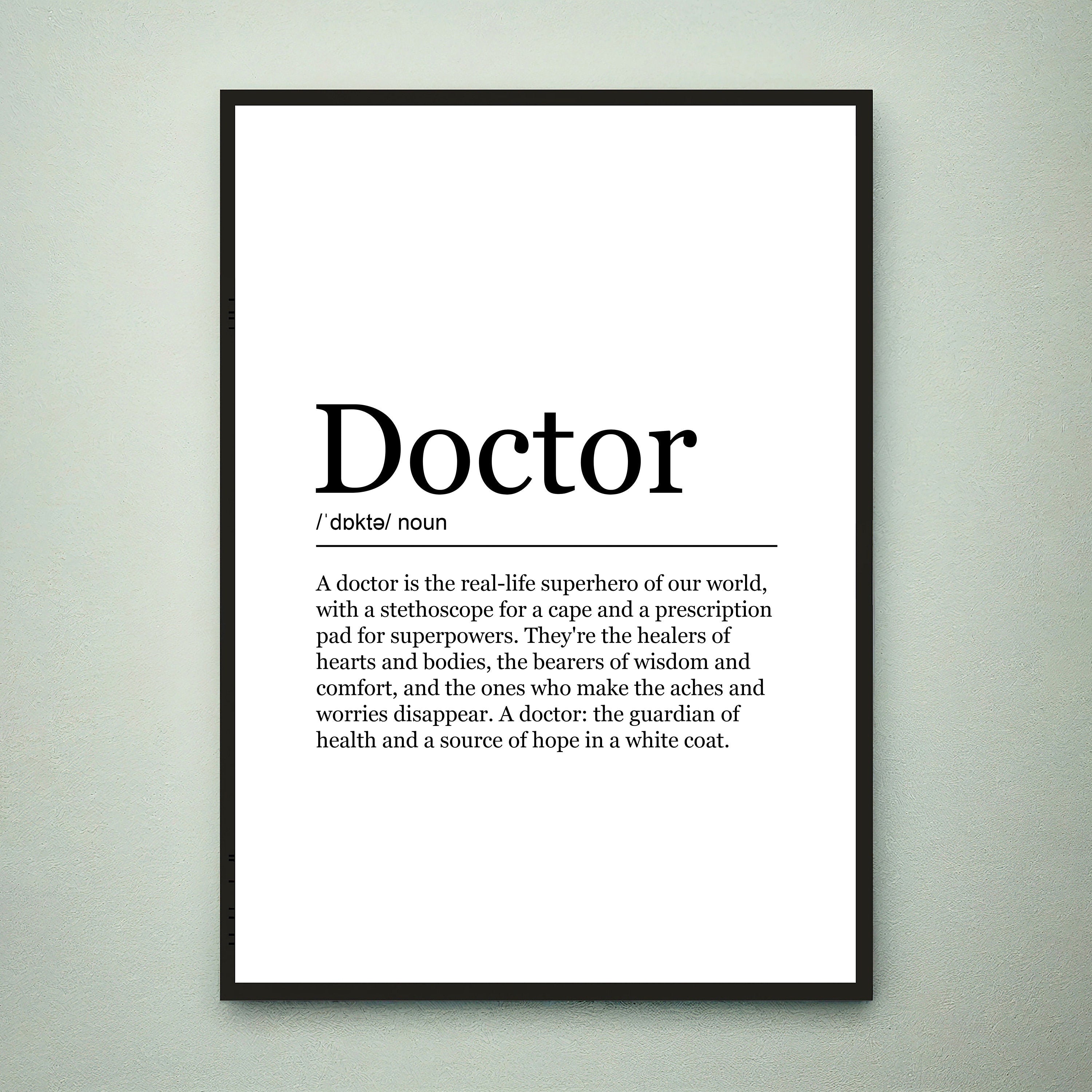 Doctor Funny Print Definition Poster Wall Art Doctor Minimalist Gift Print
