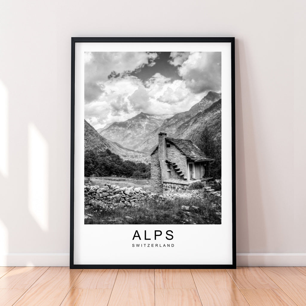 Alps Hills Mountains Print Travel Poster Minimalist Home Travel Mountain Poster Wall Decor