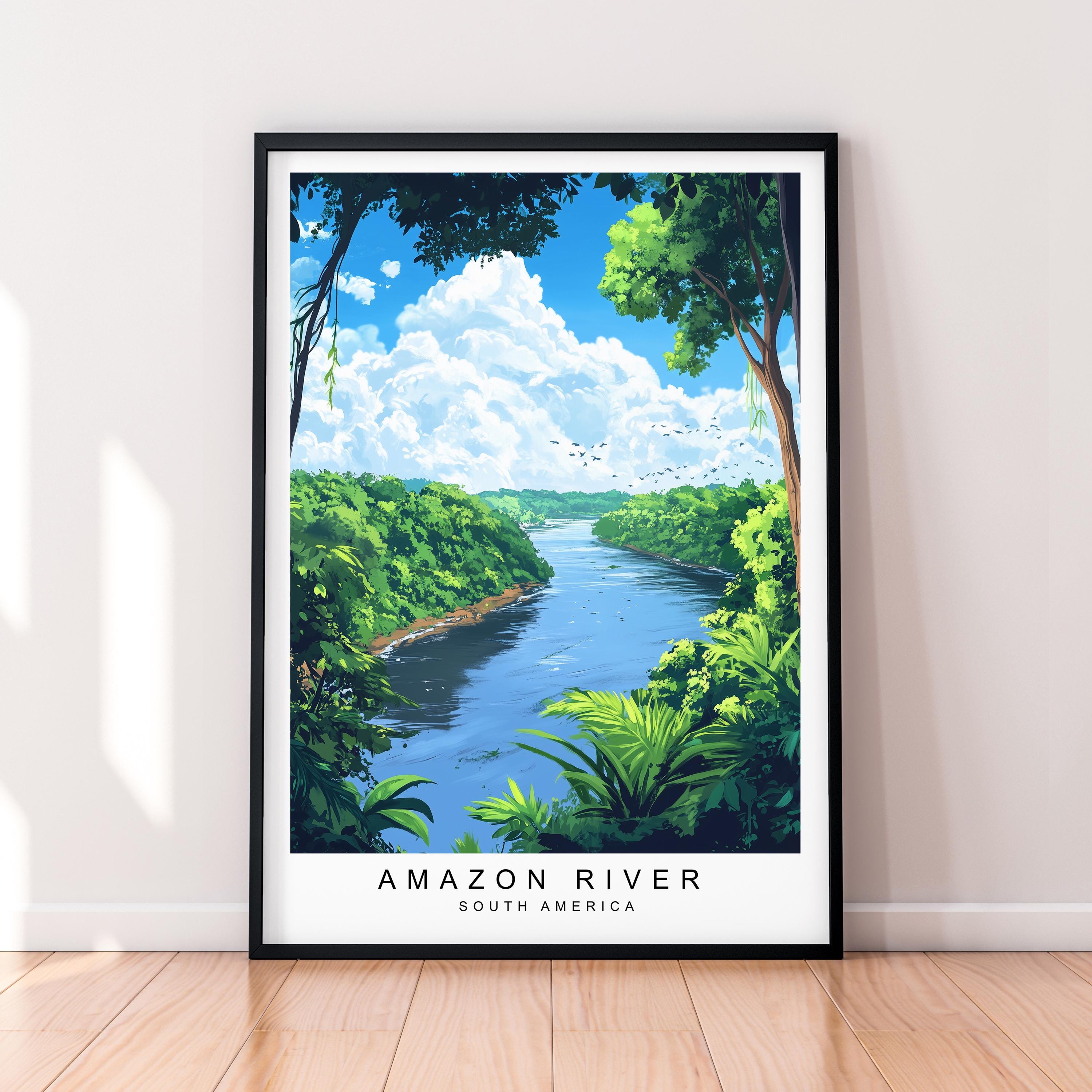 Amazon River Art Print Illustration Amazon River Poster Wall Art Gift Unframed Print
