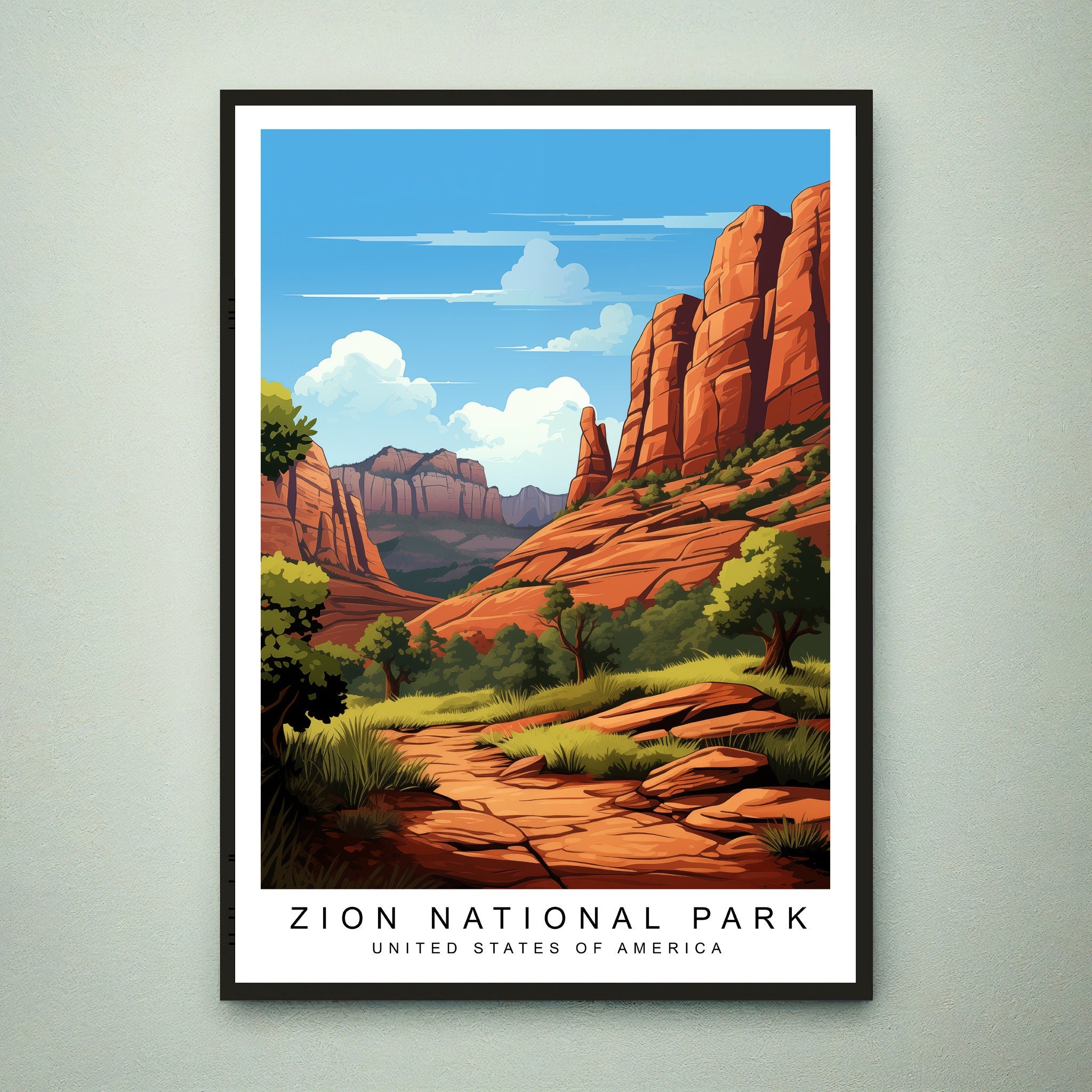 Zion National Park Illustration Print Zion National Park Poster Gift Unframed Print
