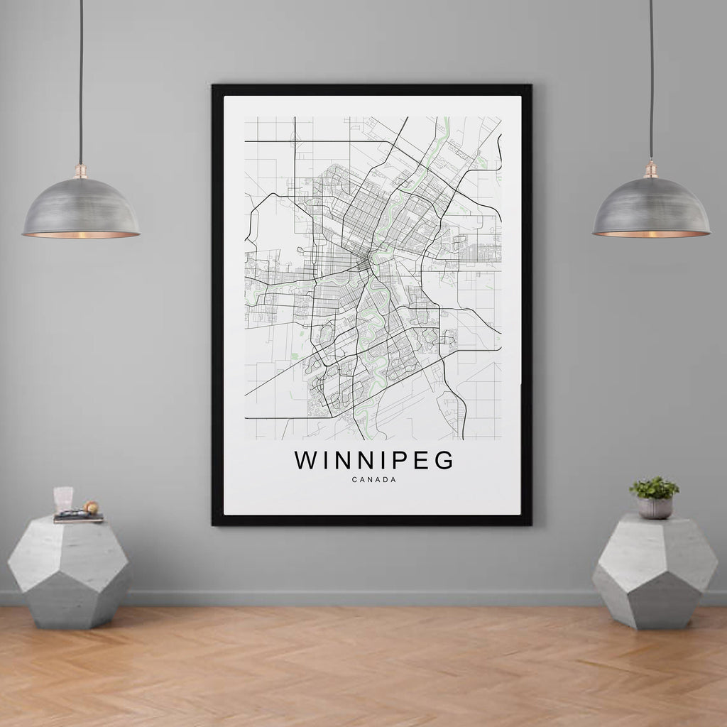 Winnipeg Canada Map Print Minimalist Home Map Poster Wall Decor