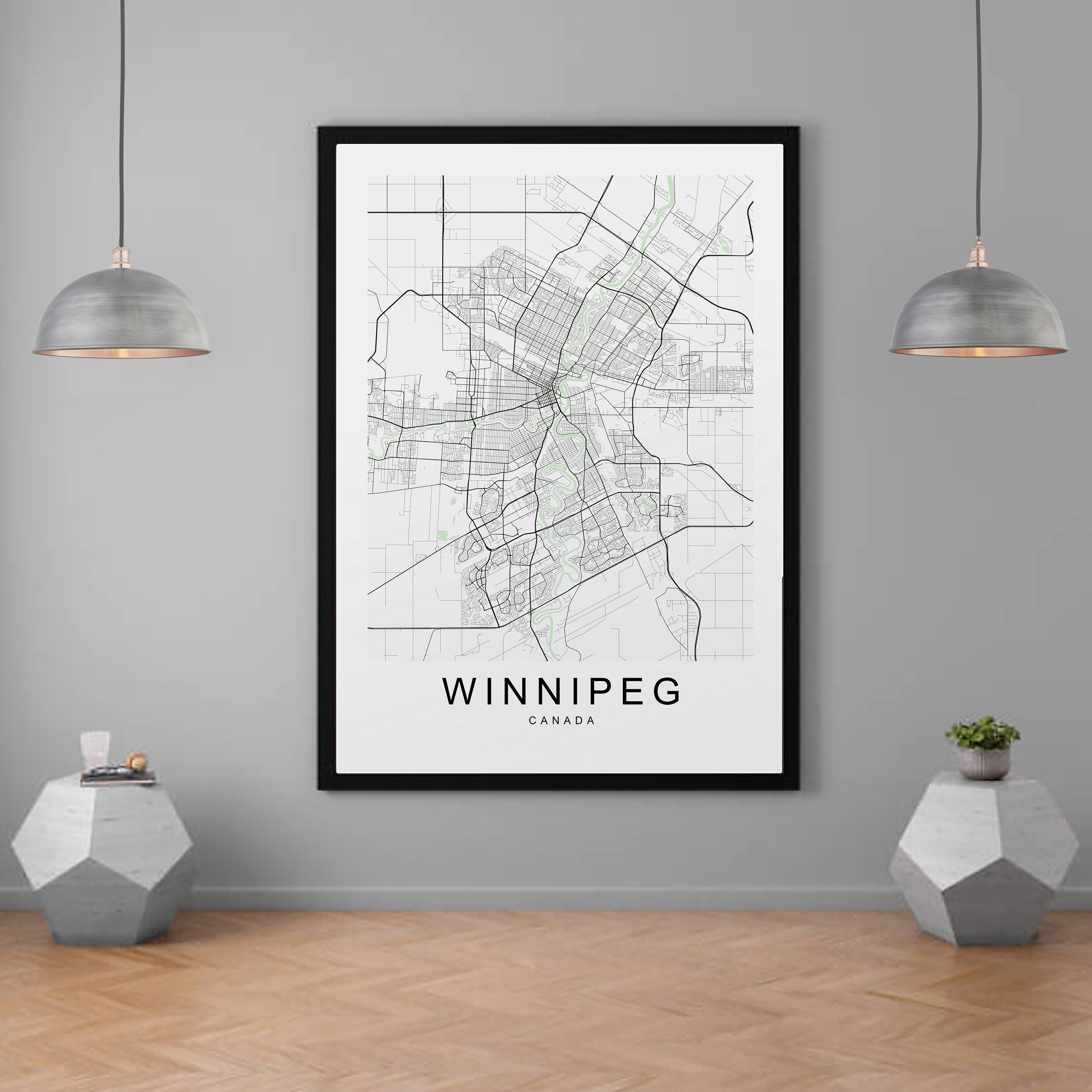 Winnipeg Canada Map Print Minimalist Home Map Poster Wall Decor