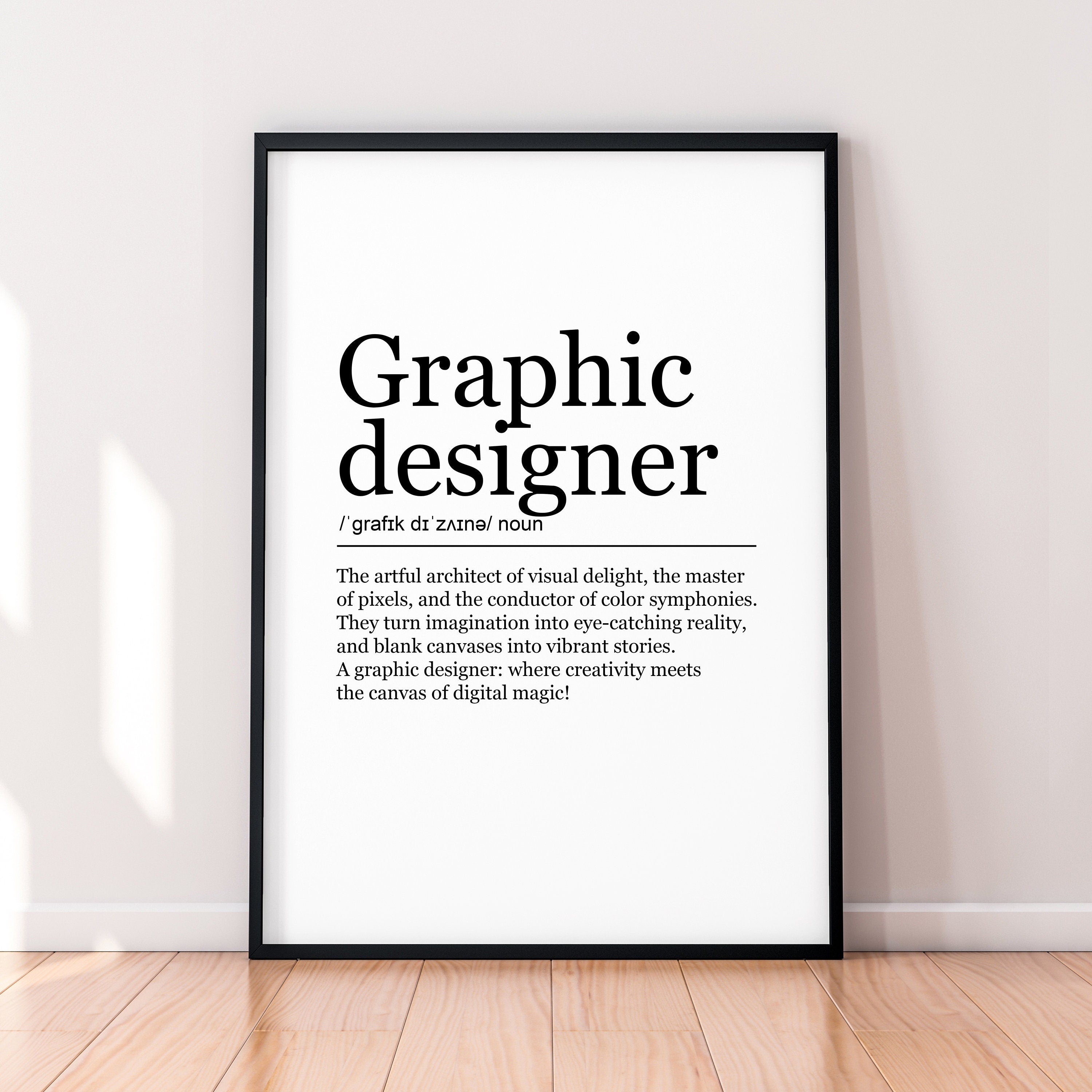 Graphic Designer Funny Print Definition Poster Wall Art Graphic Designer Meaning Minimalist Gift Print