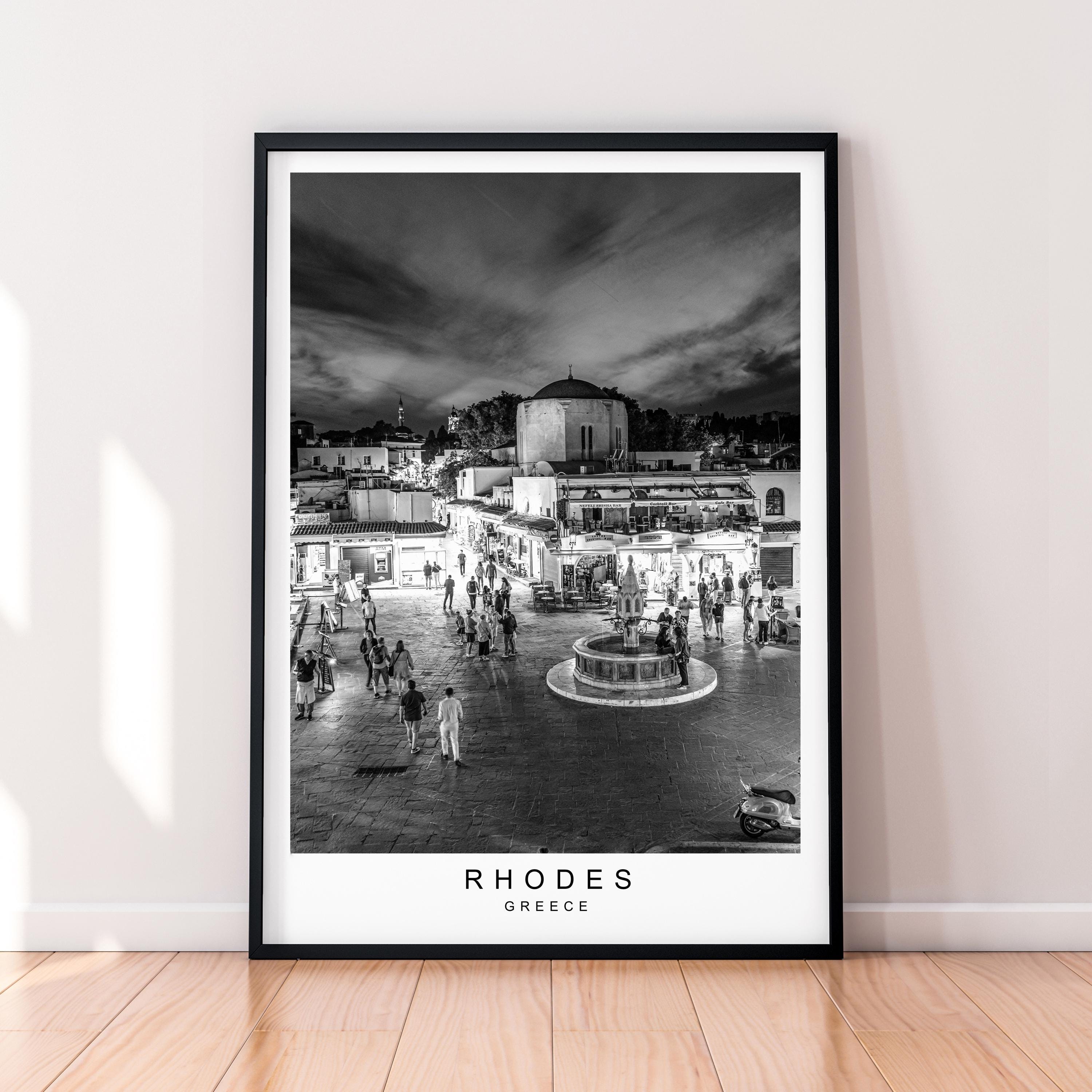 Rhodes Hippocrates Square Print Rhodes Port Greece Poster Wall Art Gift Unframed Print