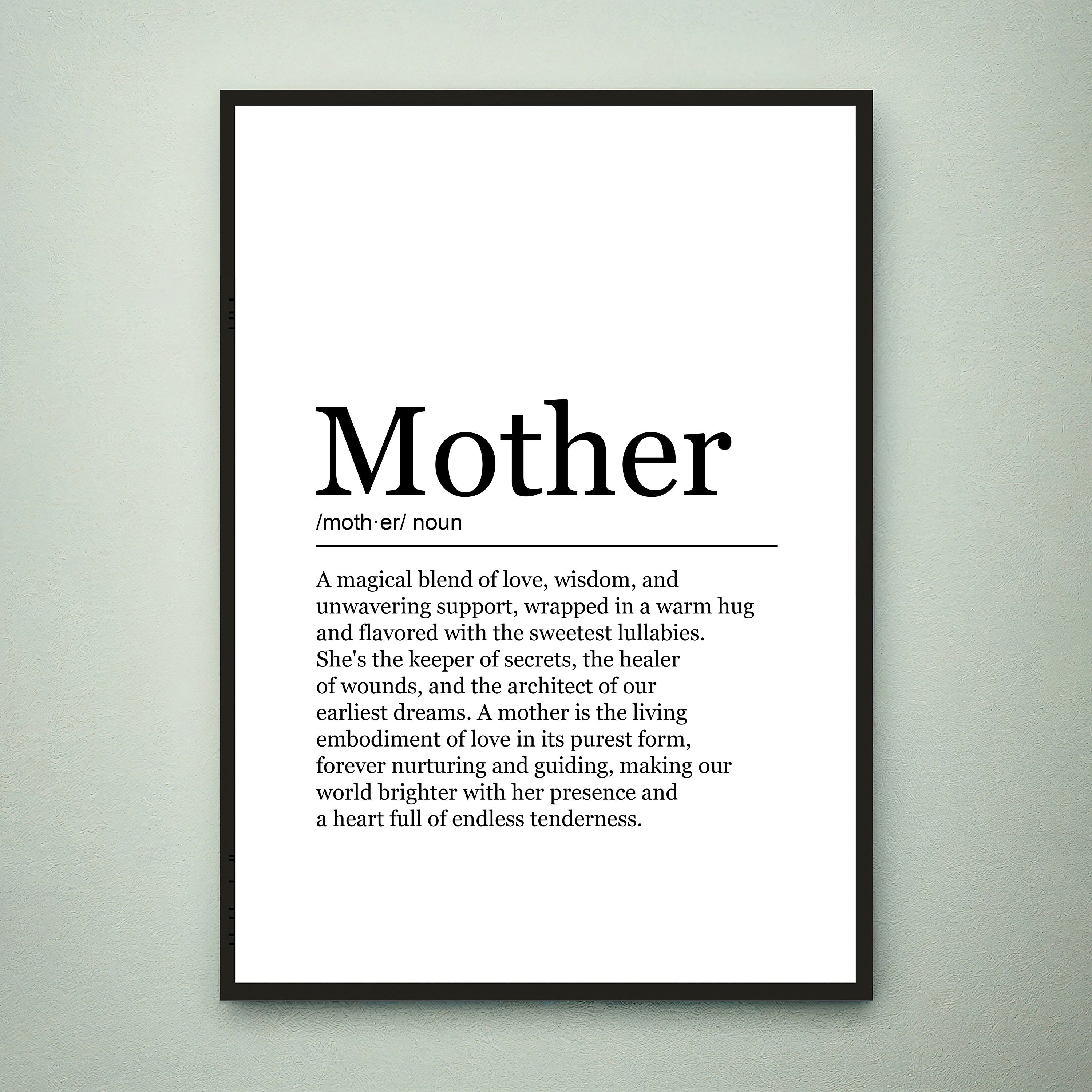 Mother fun Print Definition Poster Wall Art Mother Meaning Minimalist Gift Print