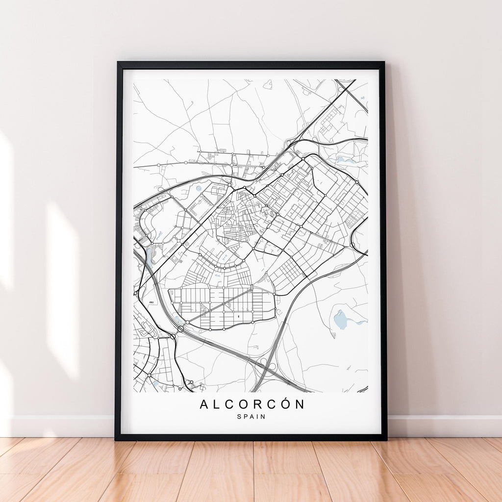 Alcorcón Map Print Illustration Alcorcón Spain Map Poster Wall Art Gift Unframed Print