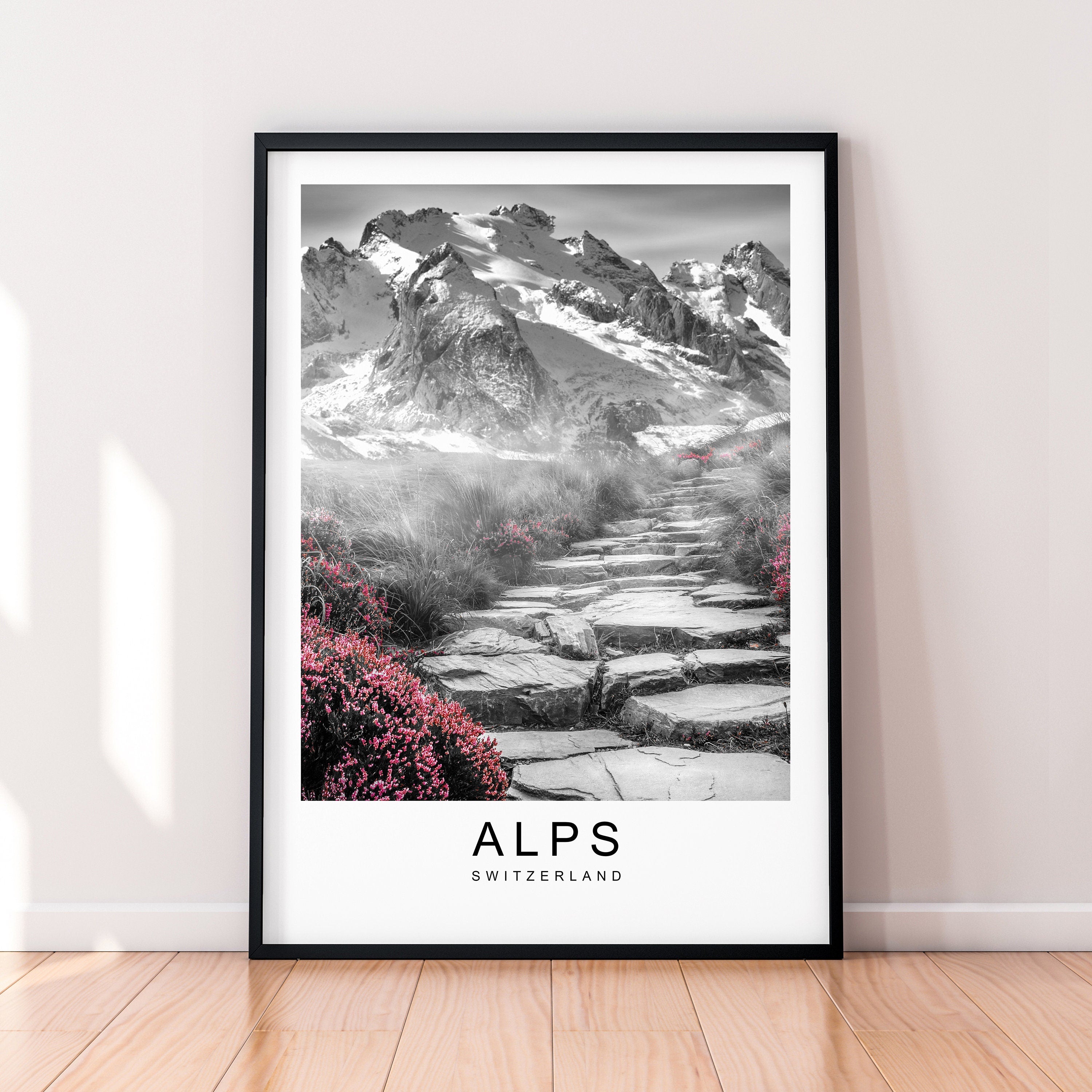 Alps Hills Steps Mountains Print Travel Poster Minimalist Home Travel Mountain Poster Wall Decor