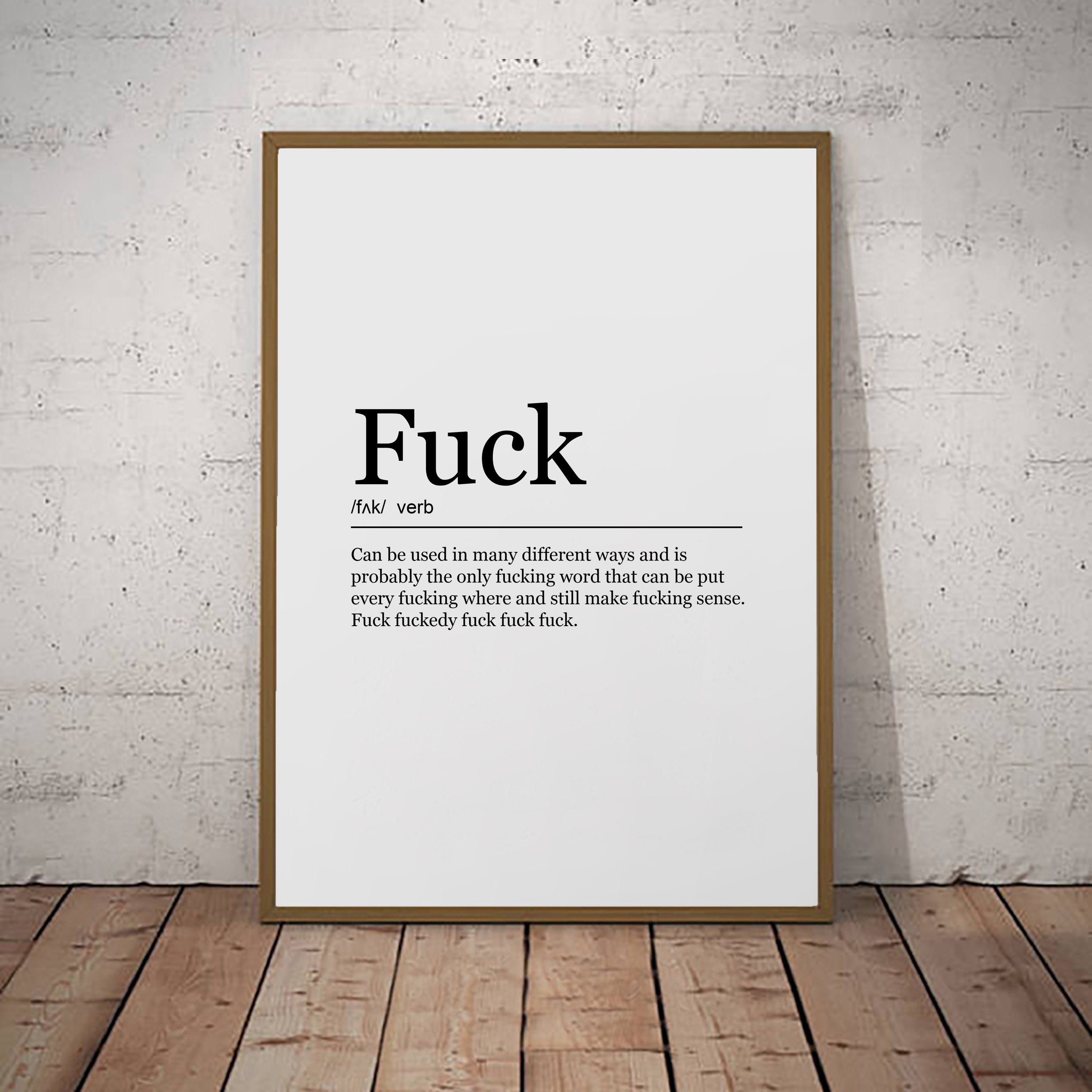 Fuck Print Fun Definition Poster Wall Art Minimalist Gift Humour Print