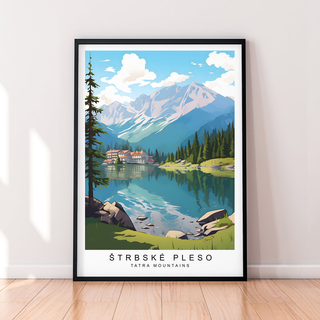 Štrbské Pleso Illustration Print Strbske Pleso Tatra Mountains Slovakia Travel Poster Gift Unframed Print