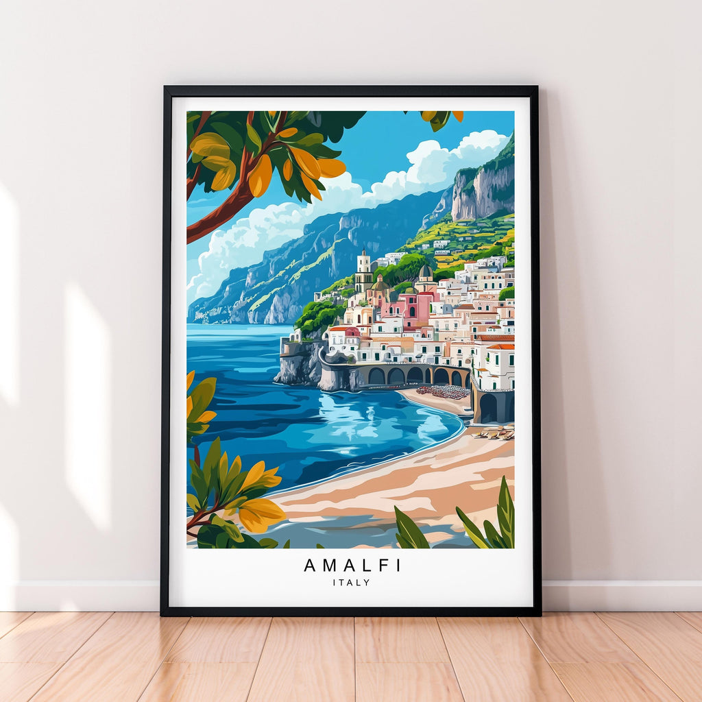 Amalfi Coast Print Travel Print Art Illustration Amalfi Italy Poster Wall Art Gift Unframed Print
