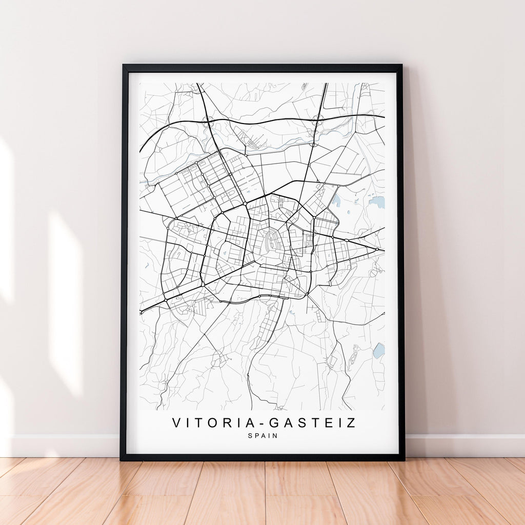 Vitoria-Gasteiz Map Print Illustration Vitoria Gasteiz Spain Map Poster Wall Art Gift Unframed Print