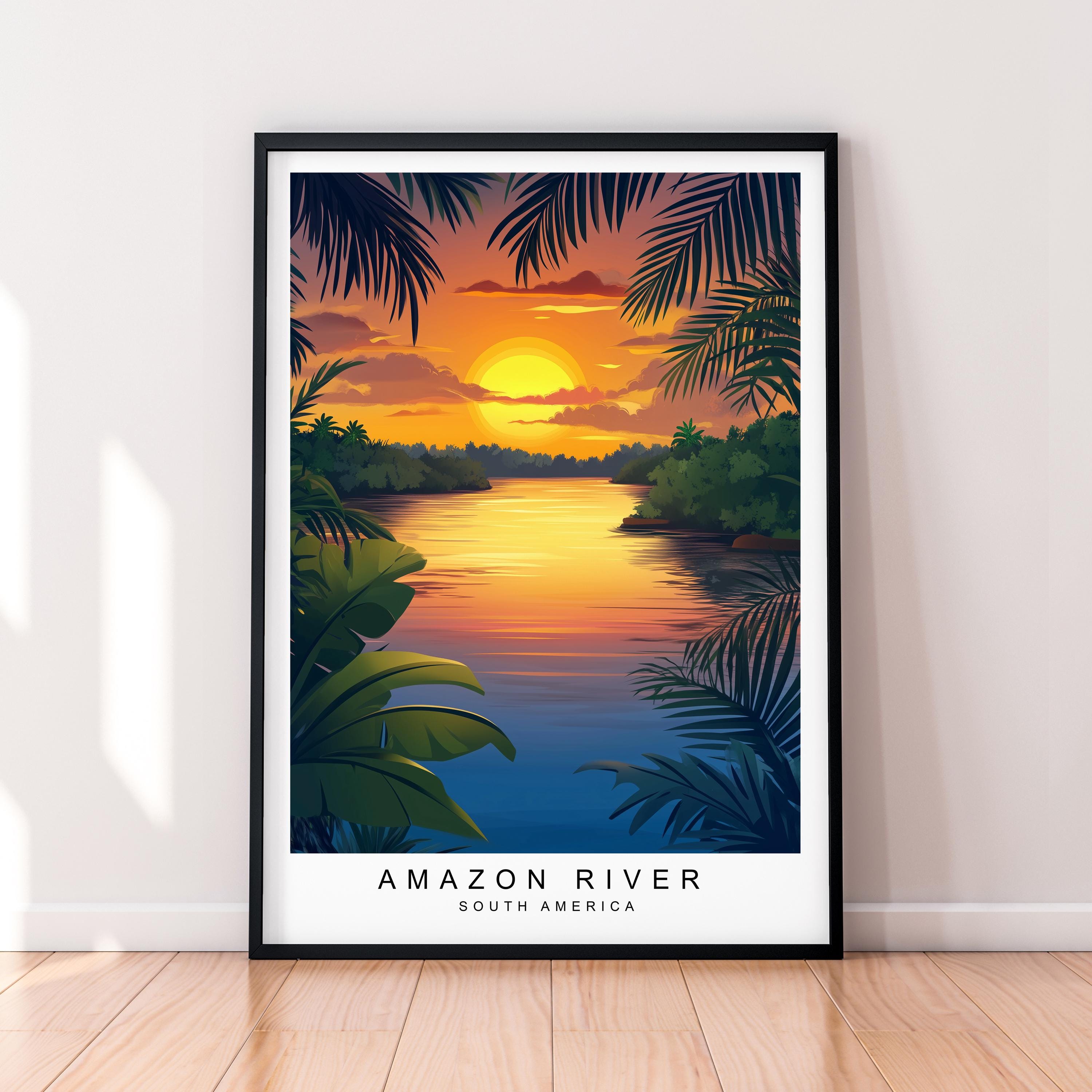 Amazon River Art Print Illustration Amazon River Poster Wall Art Gift Unframed Print