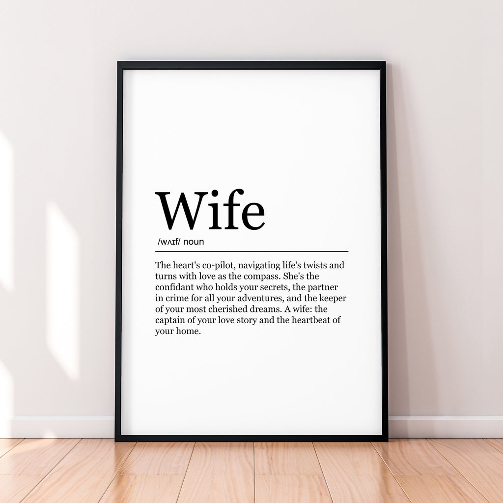 Wife Fun Loving Print Definition Poster Wall Art Wife Appreciation Meaning Minimalist Gift Print
