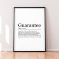 Guarantee  Fun Print Definition Poster Wall Art Guarantee Meaning Minimalist Gift Print