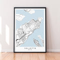 Valletta Map Malta Print Poster Minimalist Home Decor Valletta Malta Town Map Poster Wall Art Decor