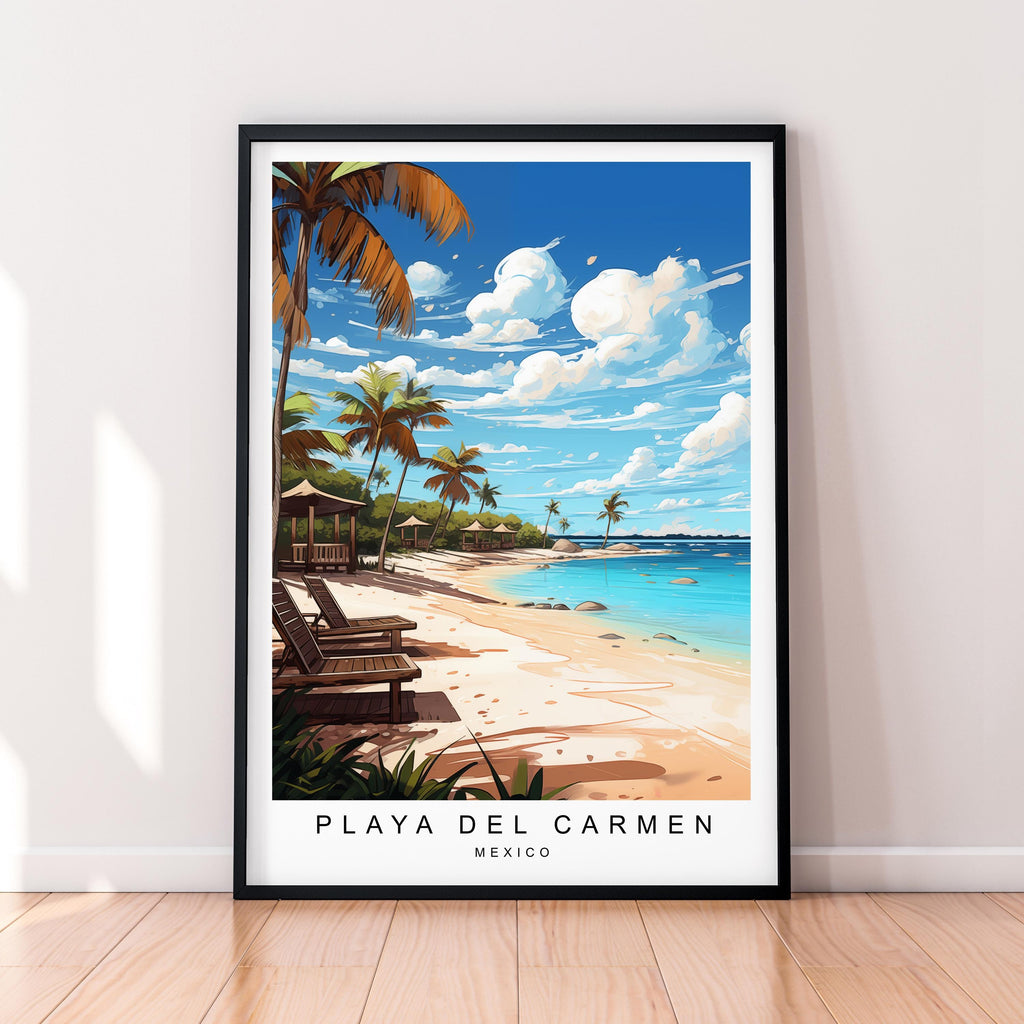 Playa Del Carmen Beach Illustration Print Playa Del Carmen Poster Gift Unframed Print