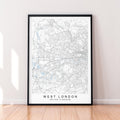 West London Map Print Minimalist West London England Map Poster Home Map Poster Wall Decor