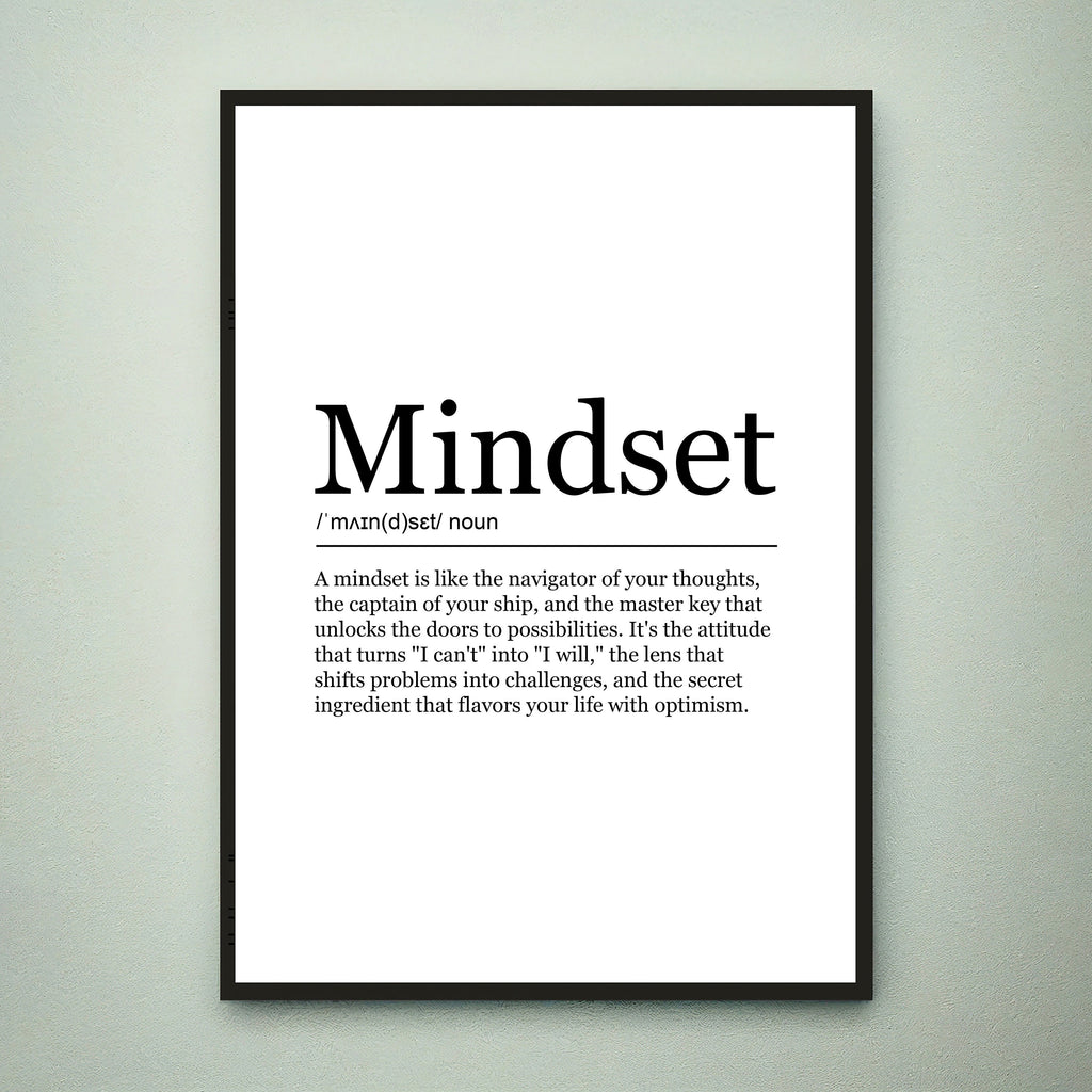 Mindset Print Definition Poster Wall Art Mindset Funny Meaning Minimalist Gift Print