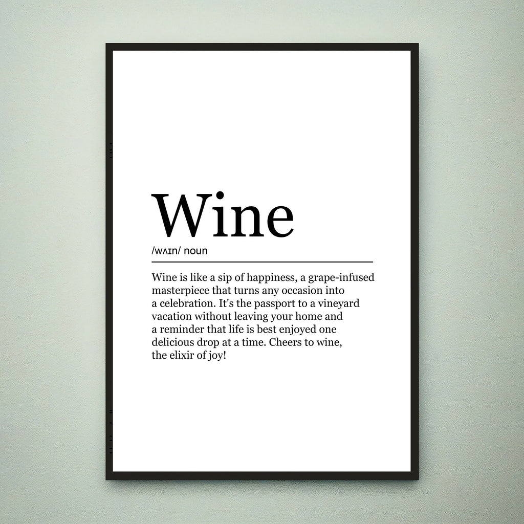 Wine Print Definition Poster Wall Art Wine Appreciation Meaning Minimalist Gift Print