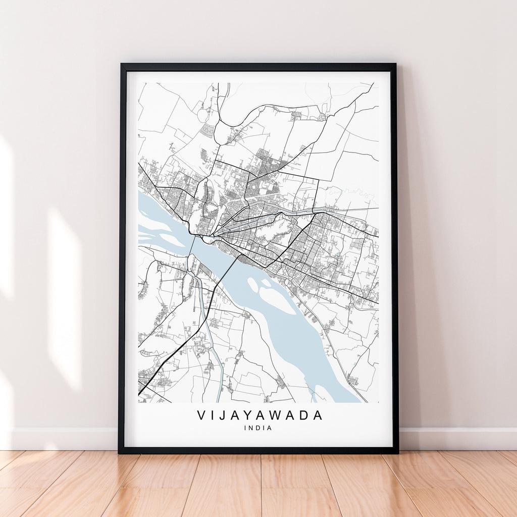 Vijayawada City India Map Print Poster Minimalist Home Vijayawada India Town City Map Poster Wall Art Decor