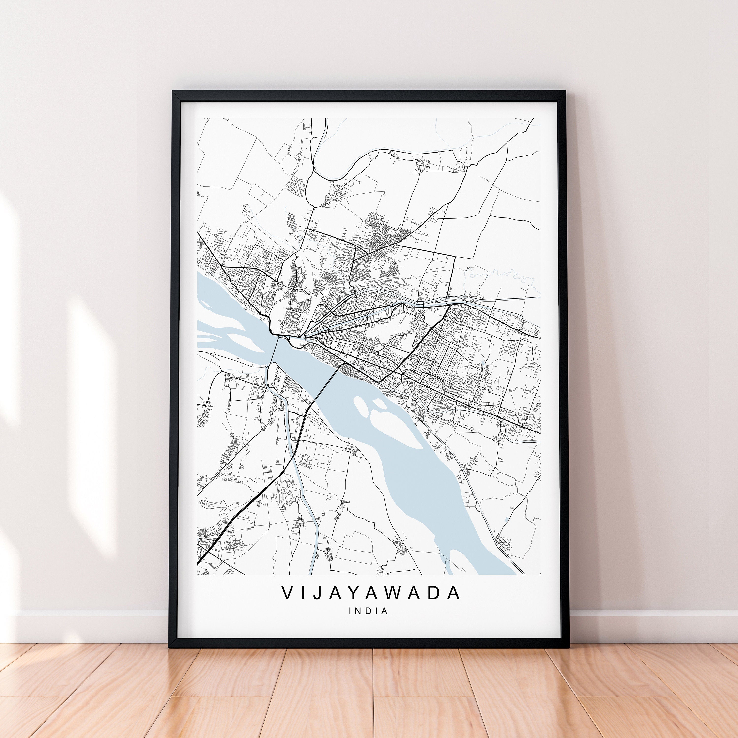 Vijayawada City India Map Print Poster Minimalist Home Vijayawada India Town City Map Poster Wall Art Decor