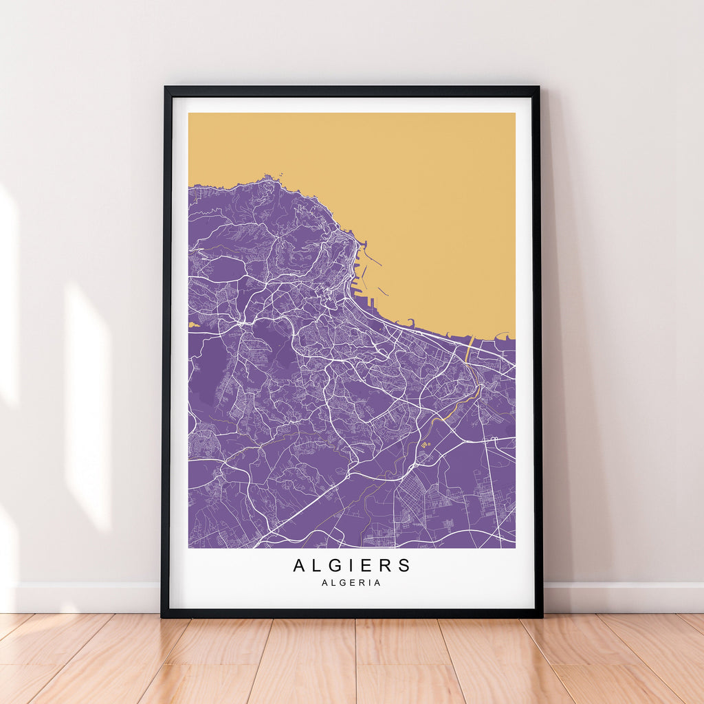 Algiers Map Print Algeria Minimalist Algiers City Area Map Poster Wall Decor