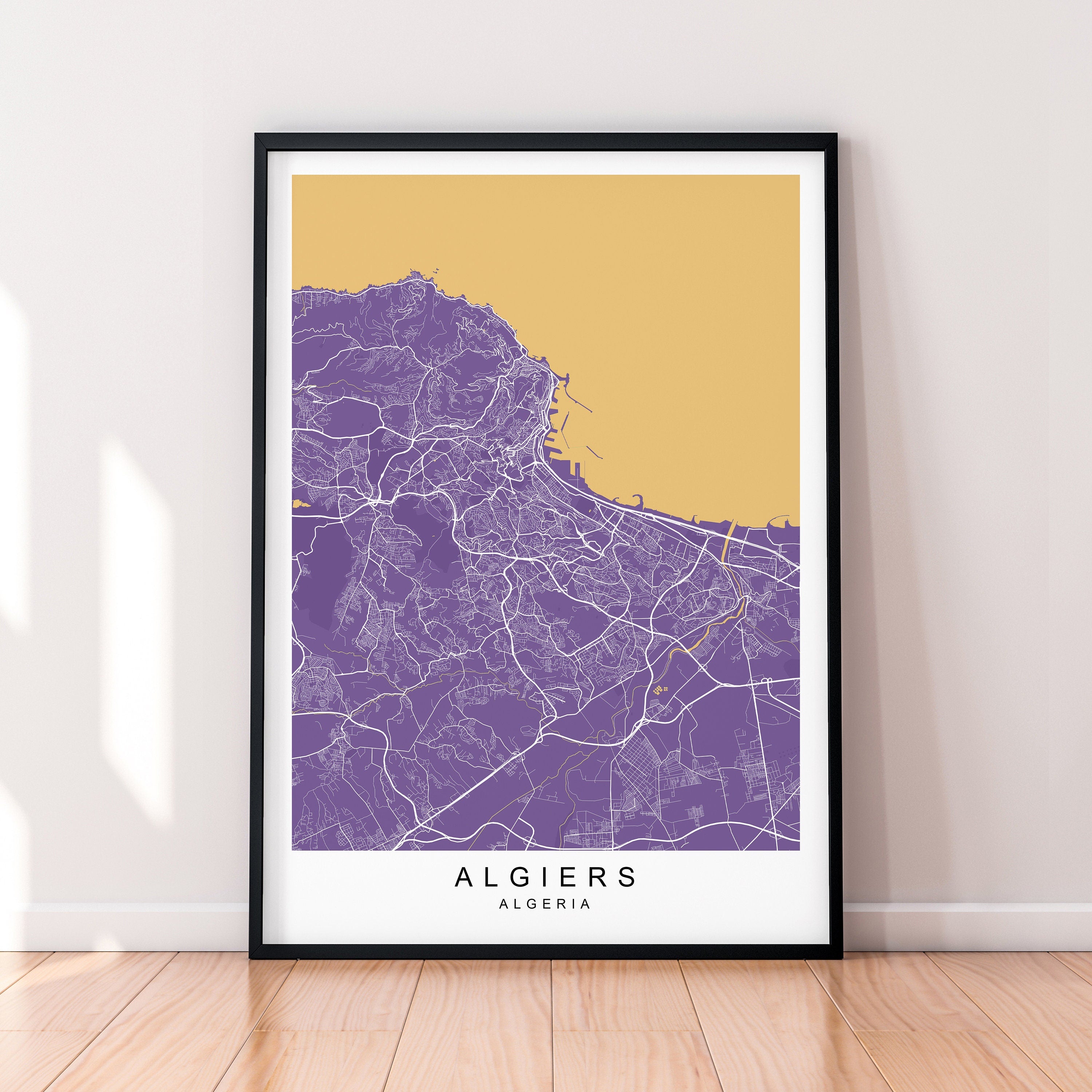 Algiers Map Print Algeria Minimalist Algiers City Area Map Poster Wall Decor