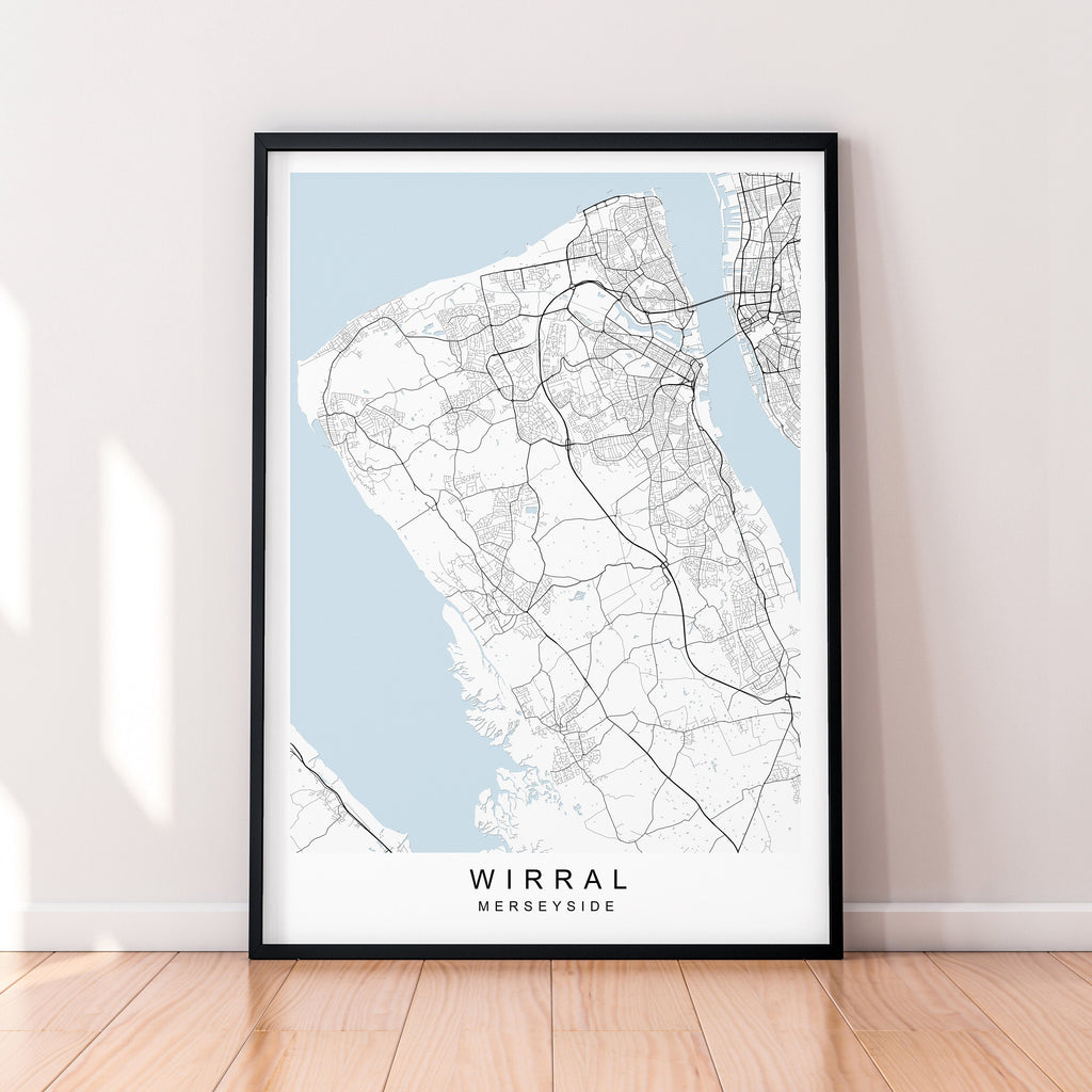 Wirral Map England Print Poster Minimalist Home Decor Wirral UK Merseyside Map Poster Wall Art Decor